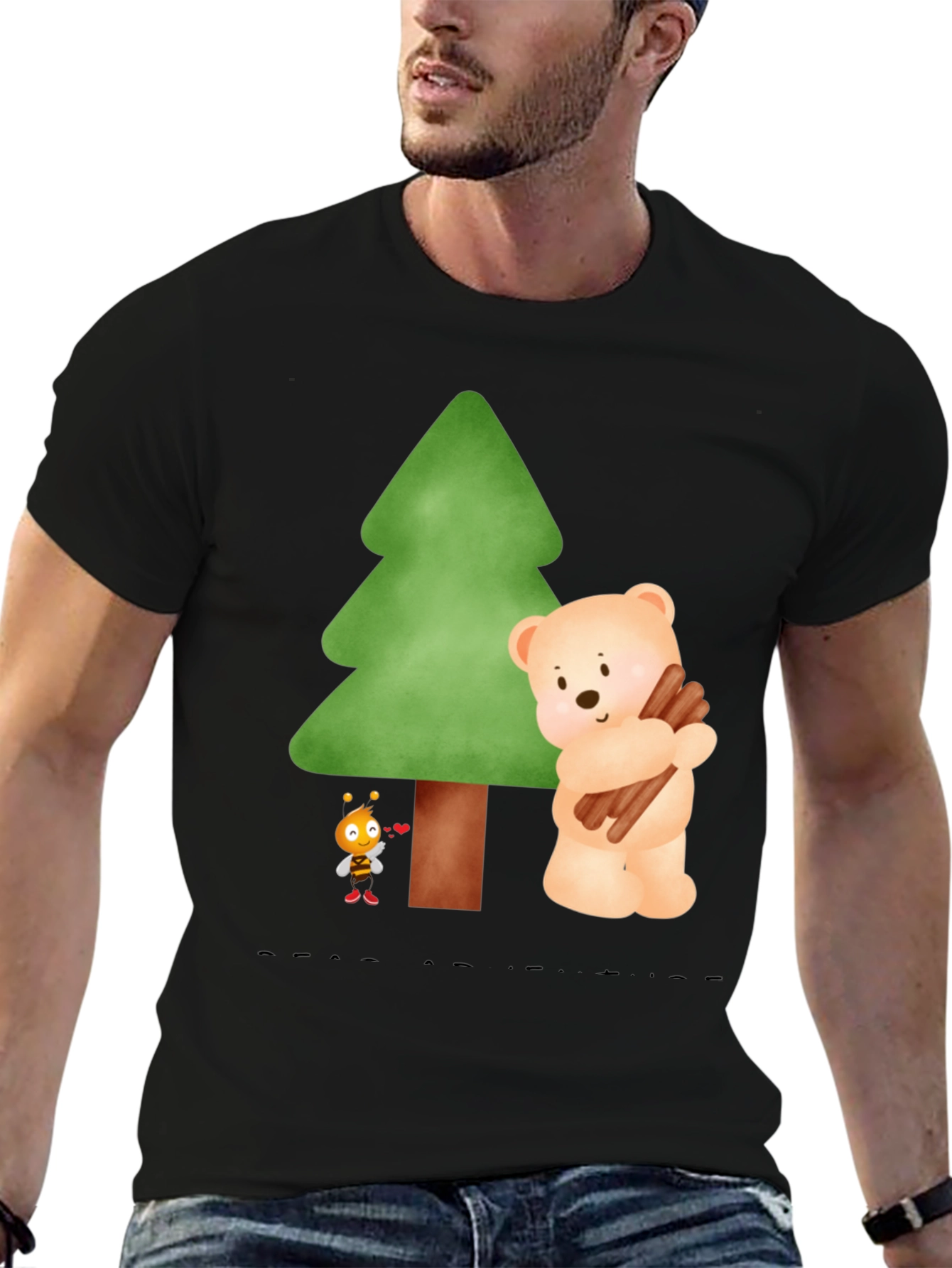 Black Cute Cartoon Nature Tee view 6
