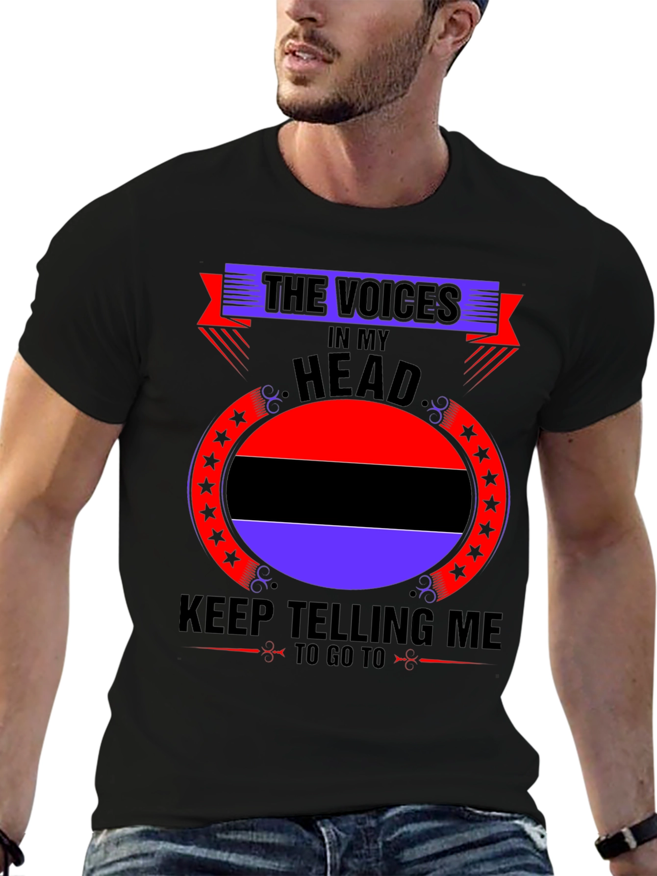Black Voices in My Head Graphic Tee - Bold Statement Shirt view 6