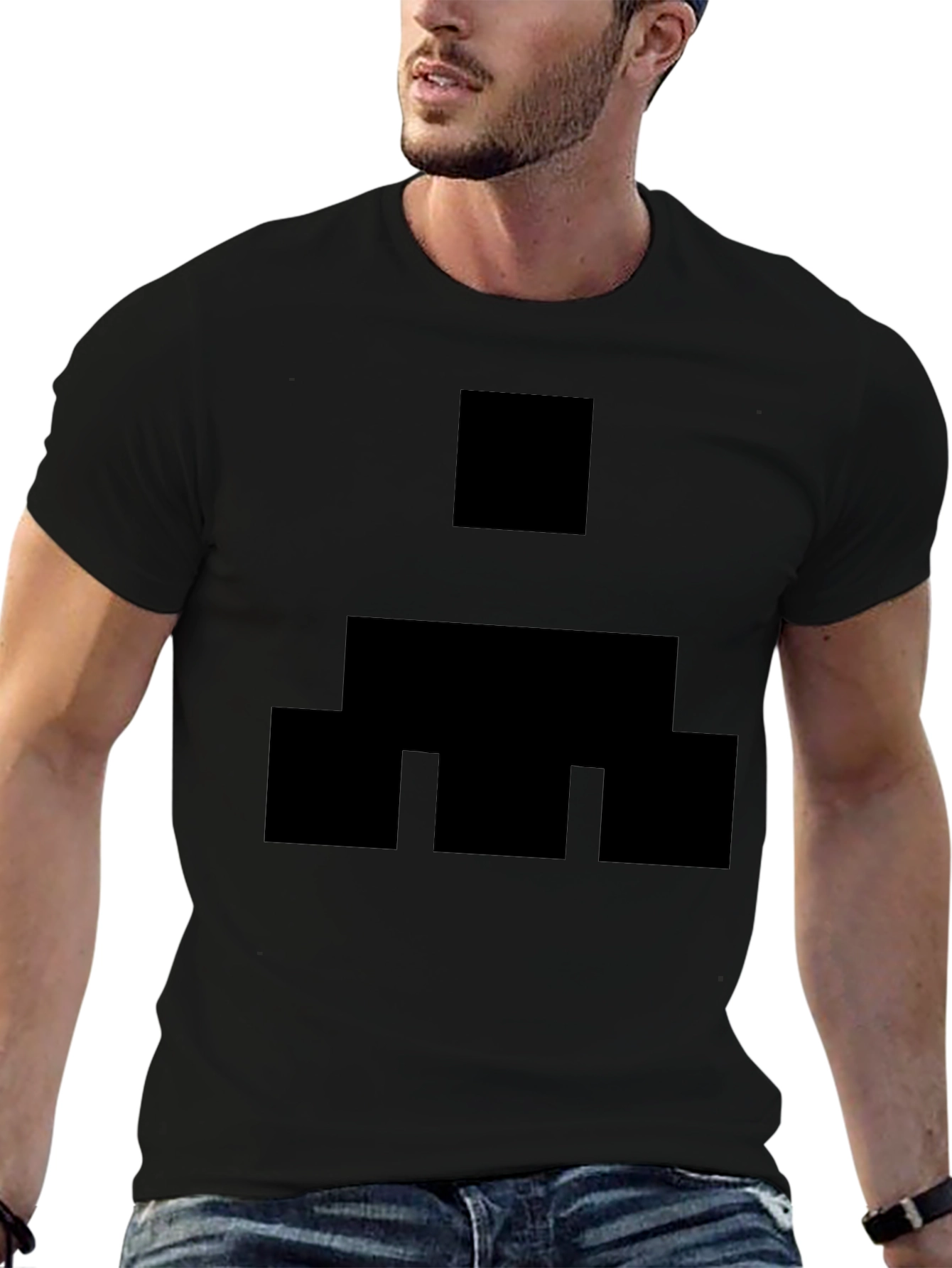 Black Geometric Pattern Black T-Shirt view 6
