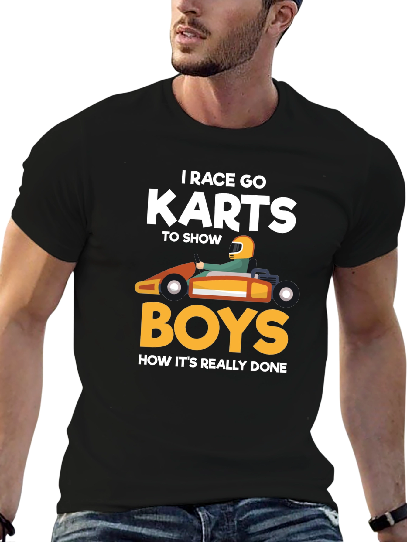 Black I Race Go Karts T-Shirt Funny Kart Racing Tee view 6