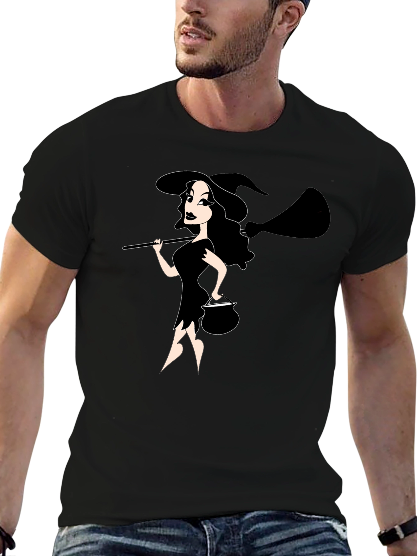 Black Halloween Witch T-Shirt - Spooky & Stylish Black Tee view 6