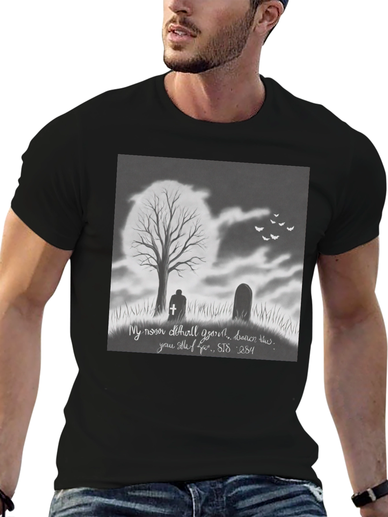 Black Gothic Graveyard T-Shirt - Dark Humor Tee view 6