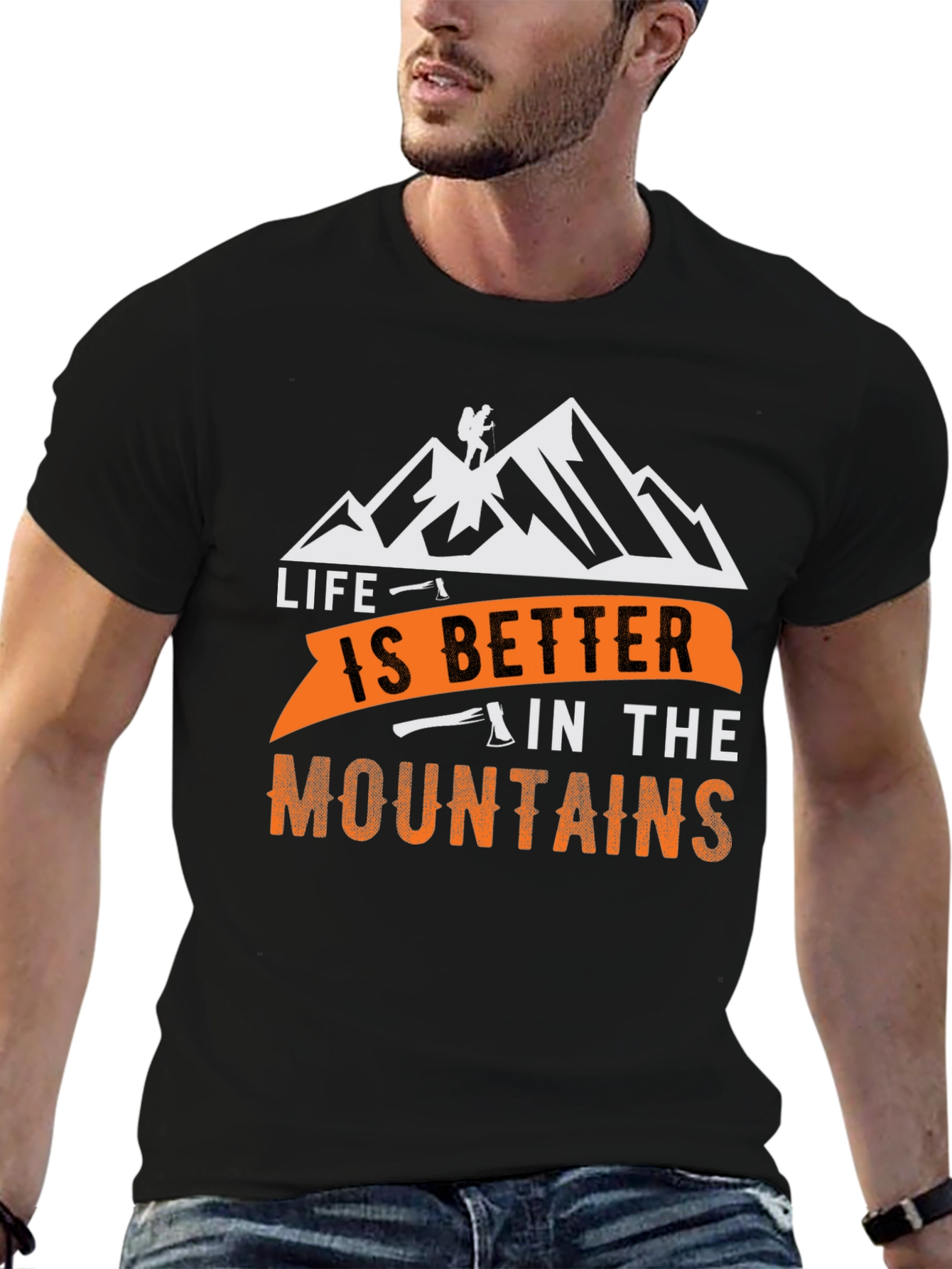 Black Life is Better in the Mountains Black T-Shirt view 6