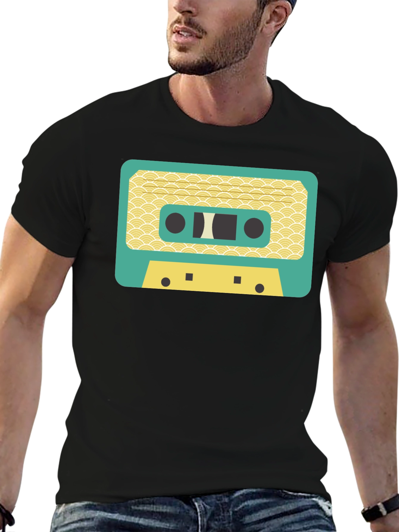 Black Retro Cassette Tape Graphic T-Shirt view 6