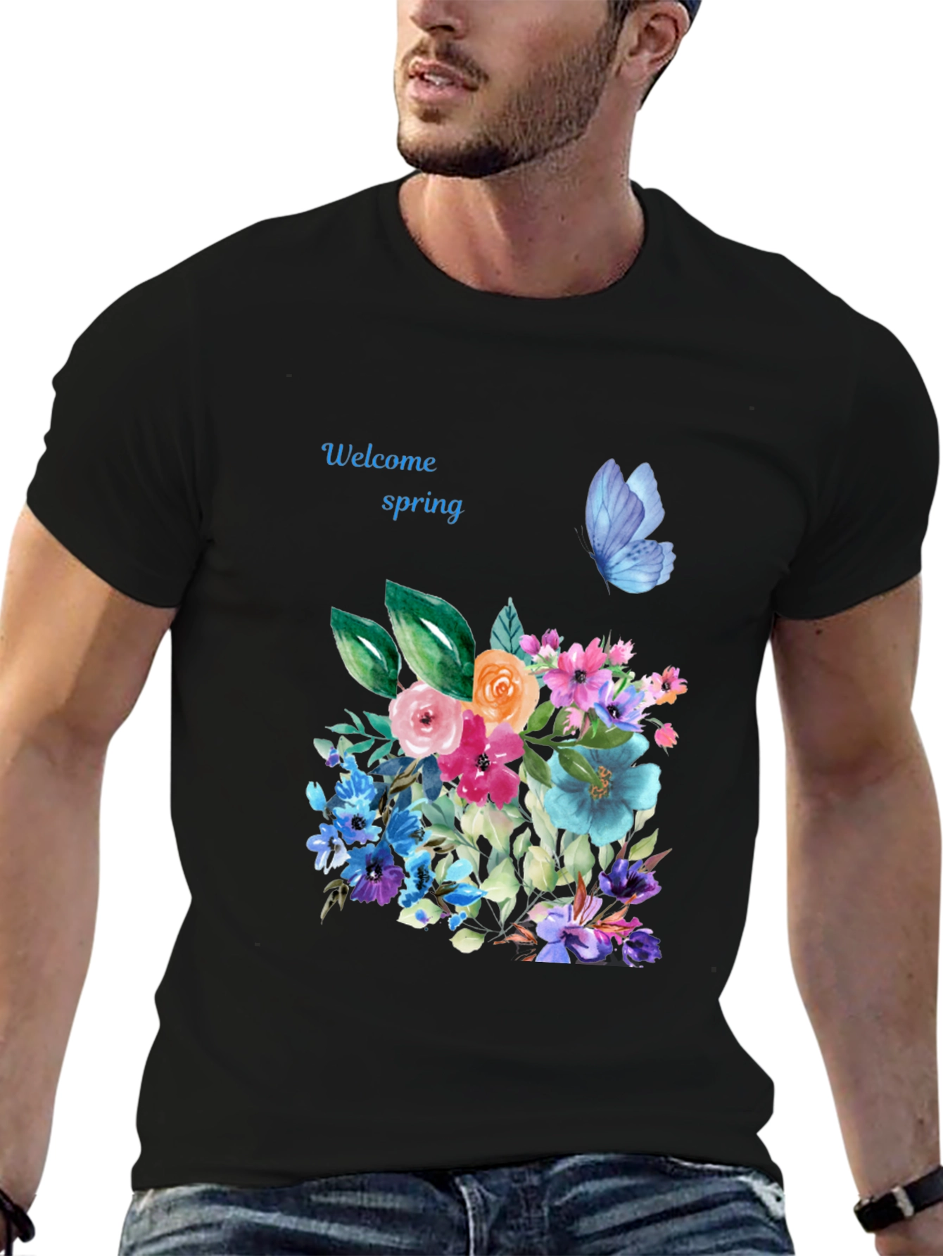Black Spring Welcome Floral T-Shirt view 6