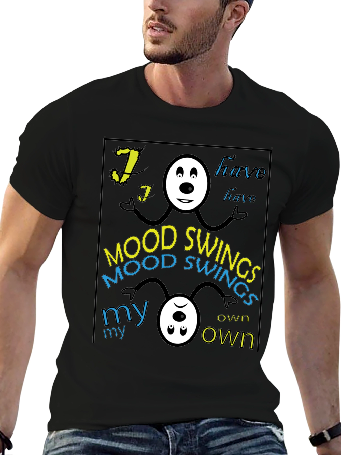 Black Mood Swings Graphic Tee - Black Crew Neck view 6