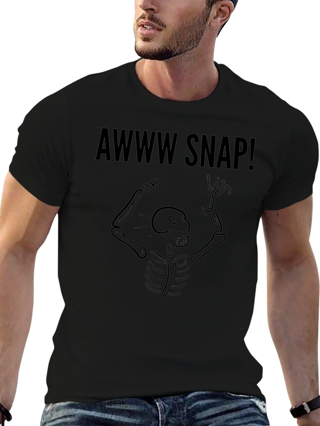 Black Awww Snap! Skeleton Graphic Tee view 6