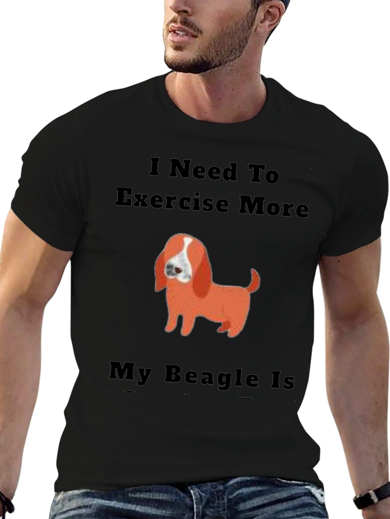Black I Need to Exercise More Beagle T-Shirt view 6