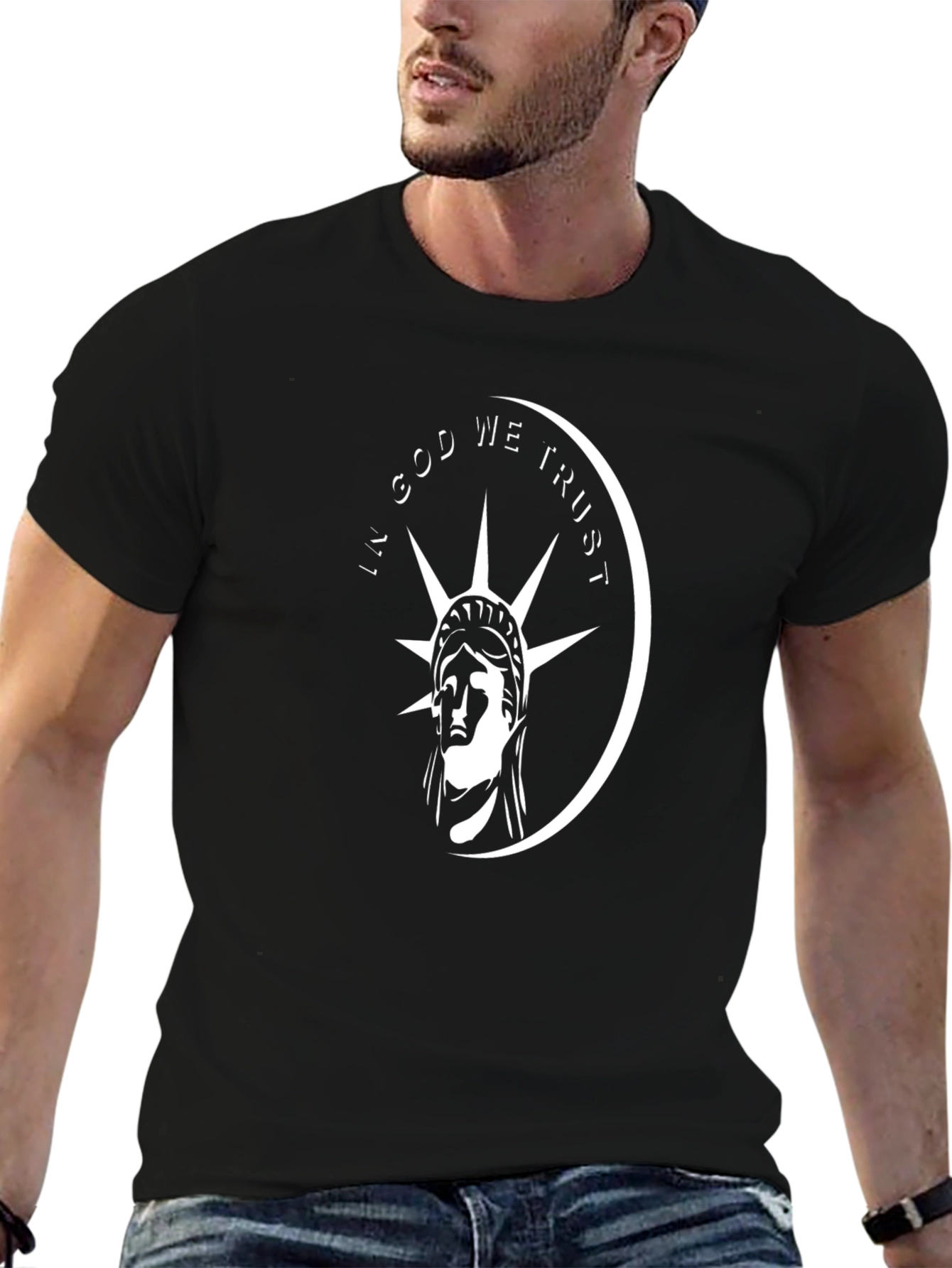 Black Statue of Liberty 'In God We Trust' T-Shirt view 6