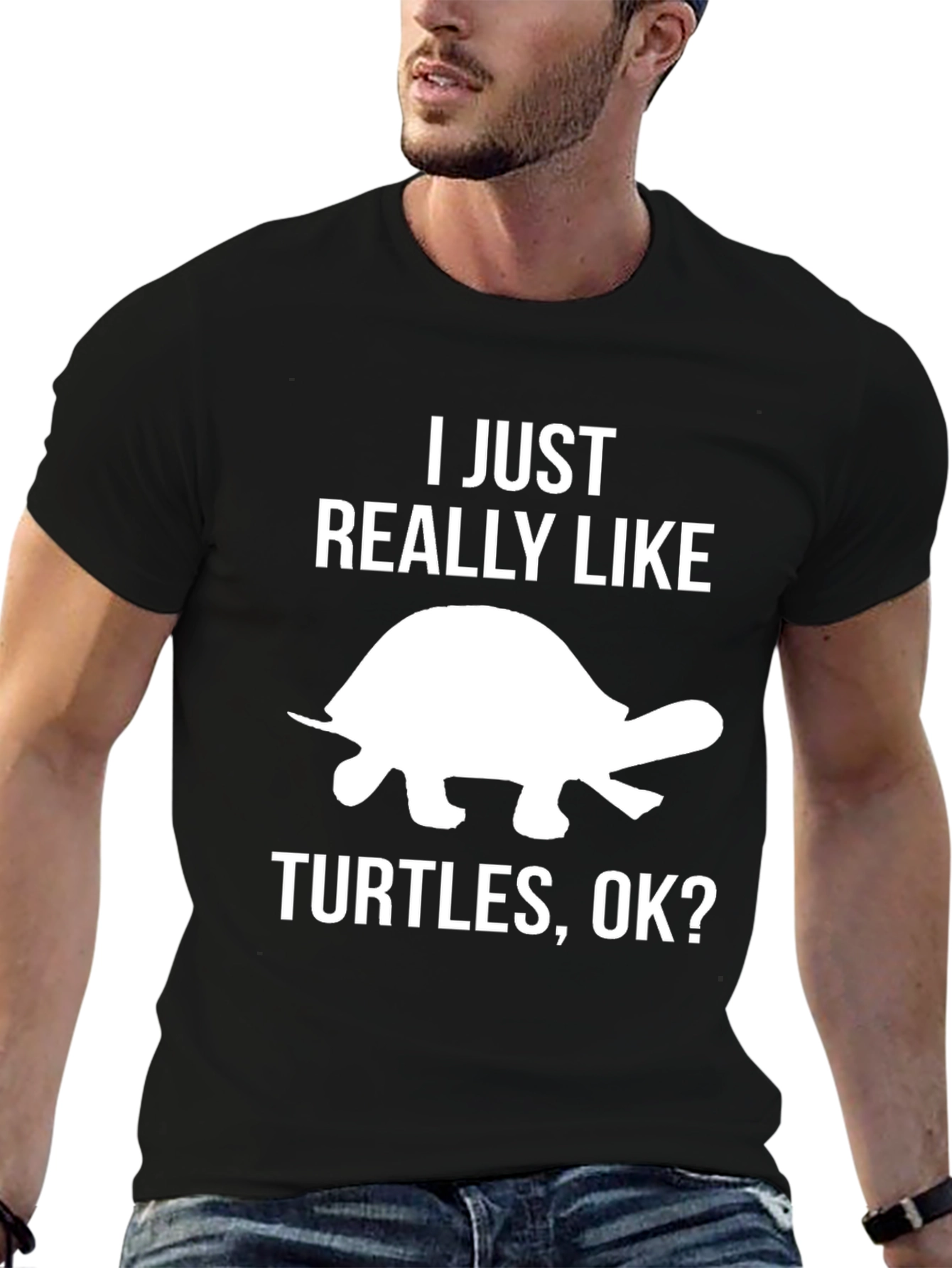 Black I Just Really Like Turtles T-Shirt view 6