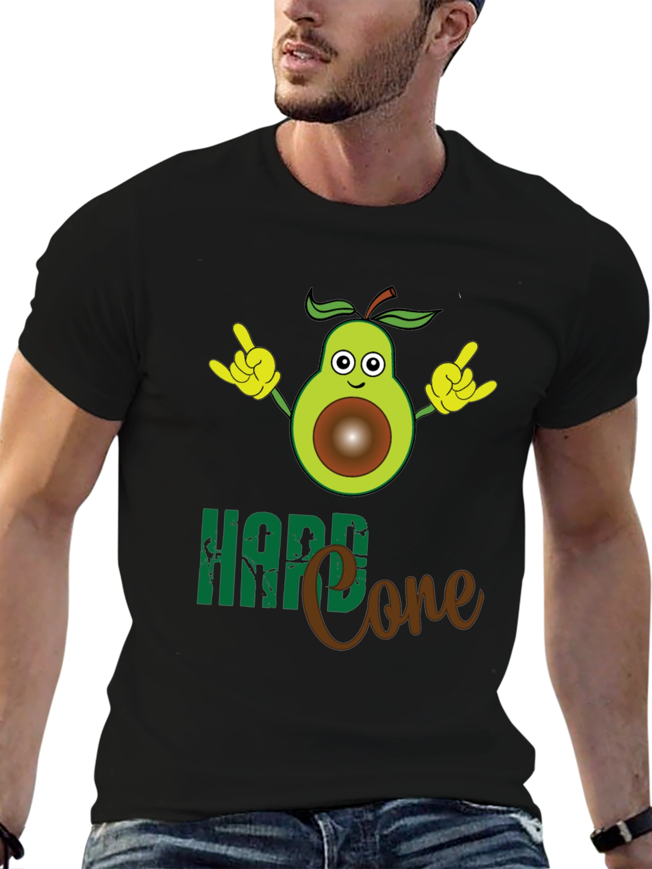 Black Hard Core Avocado T-Shirt view 6