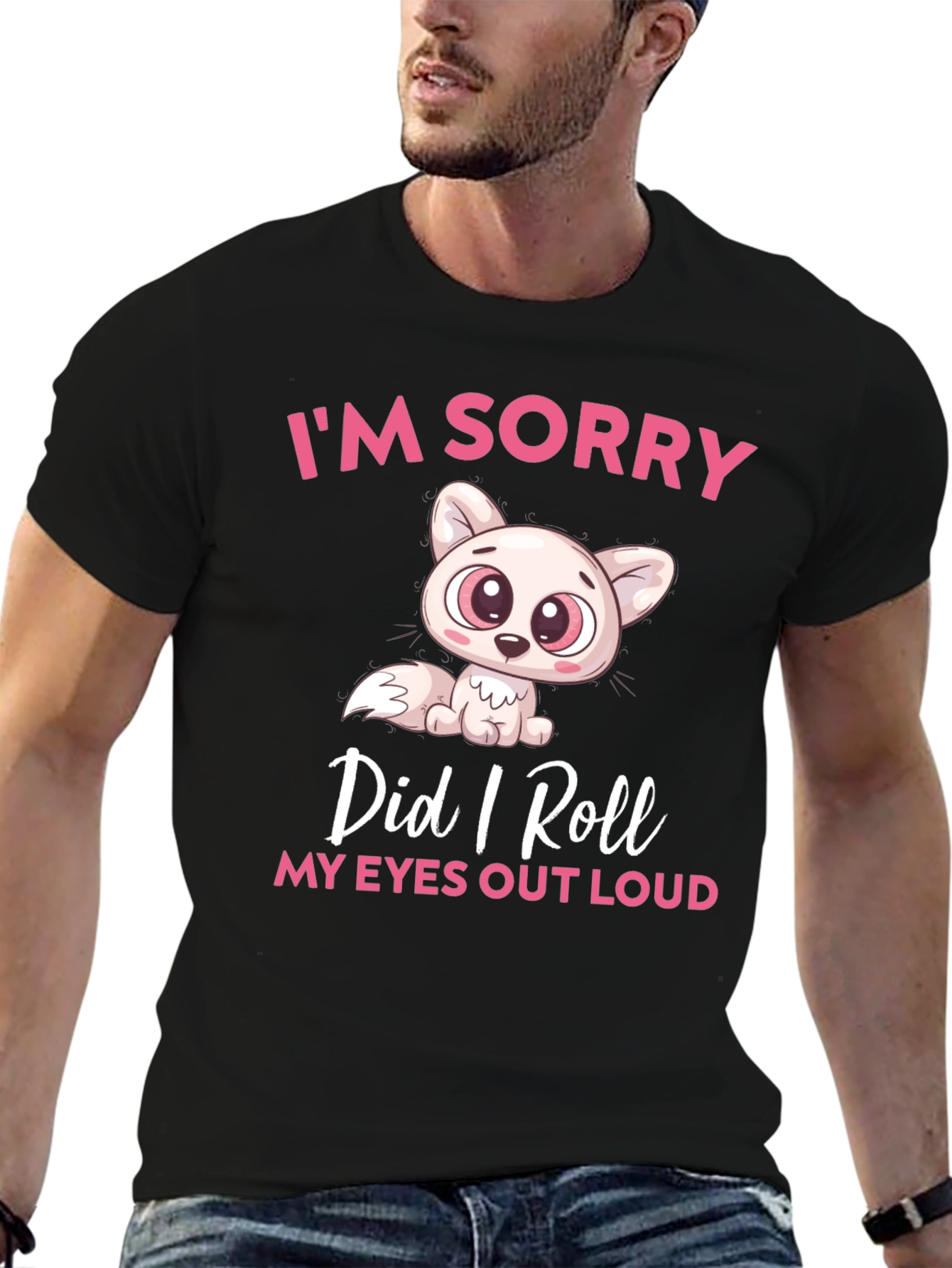 Black Funny Cat Graphic T-Shirt: I'm Sorry, Did I Roll My Eyes Out Loud? view 6