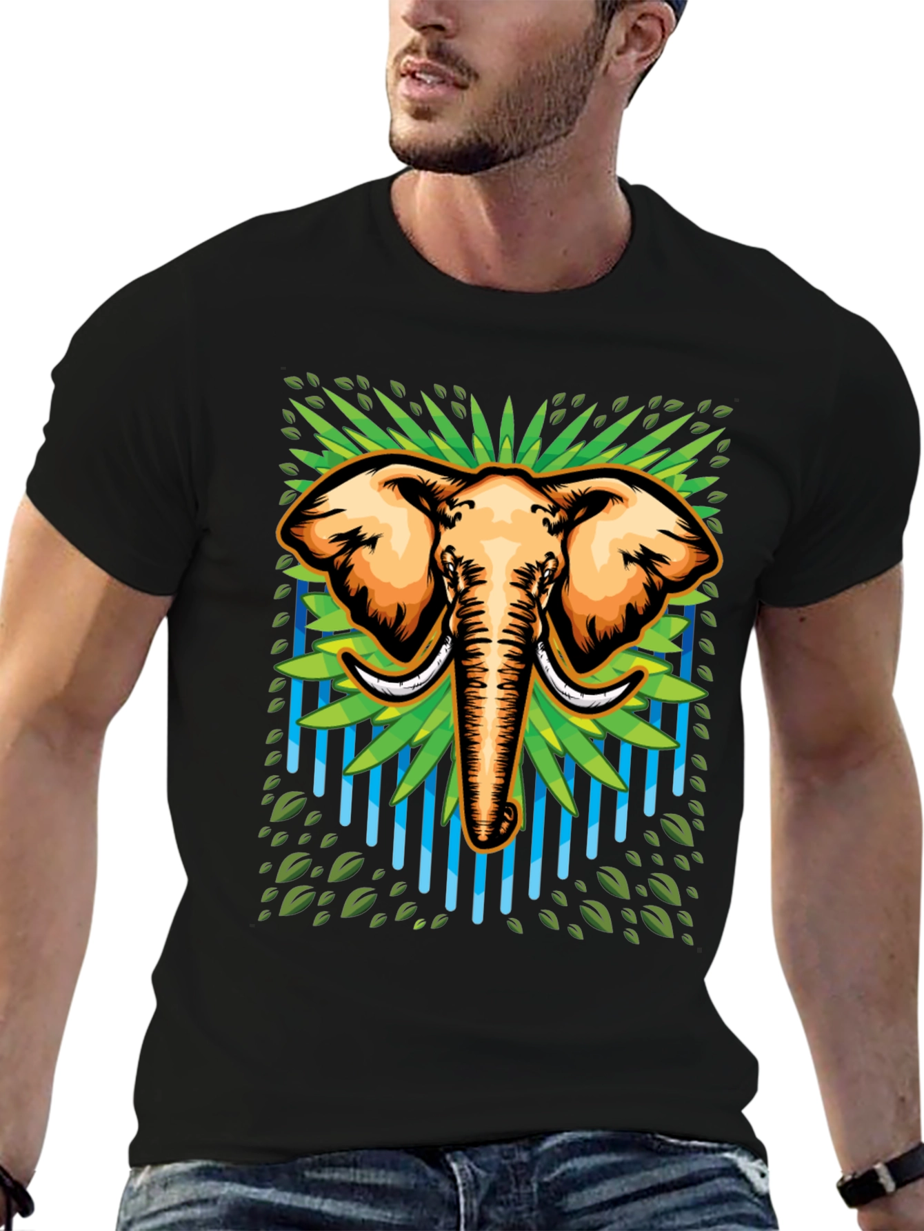 Black Elephant Graphic Tee - Cool Animal Design view 6