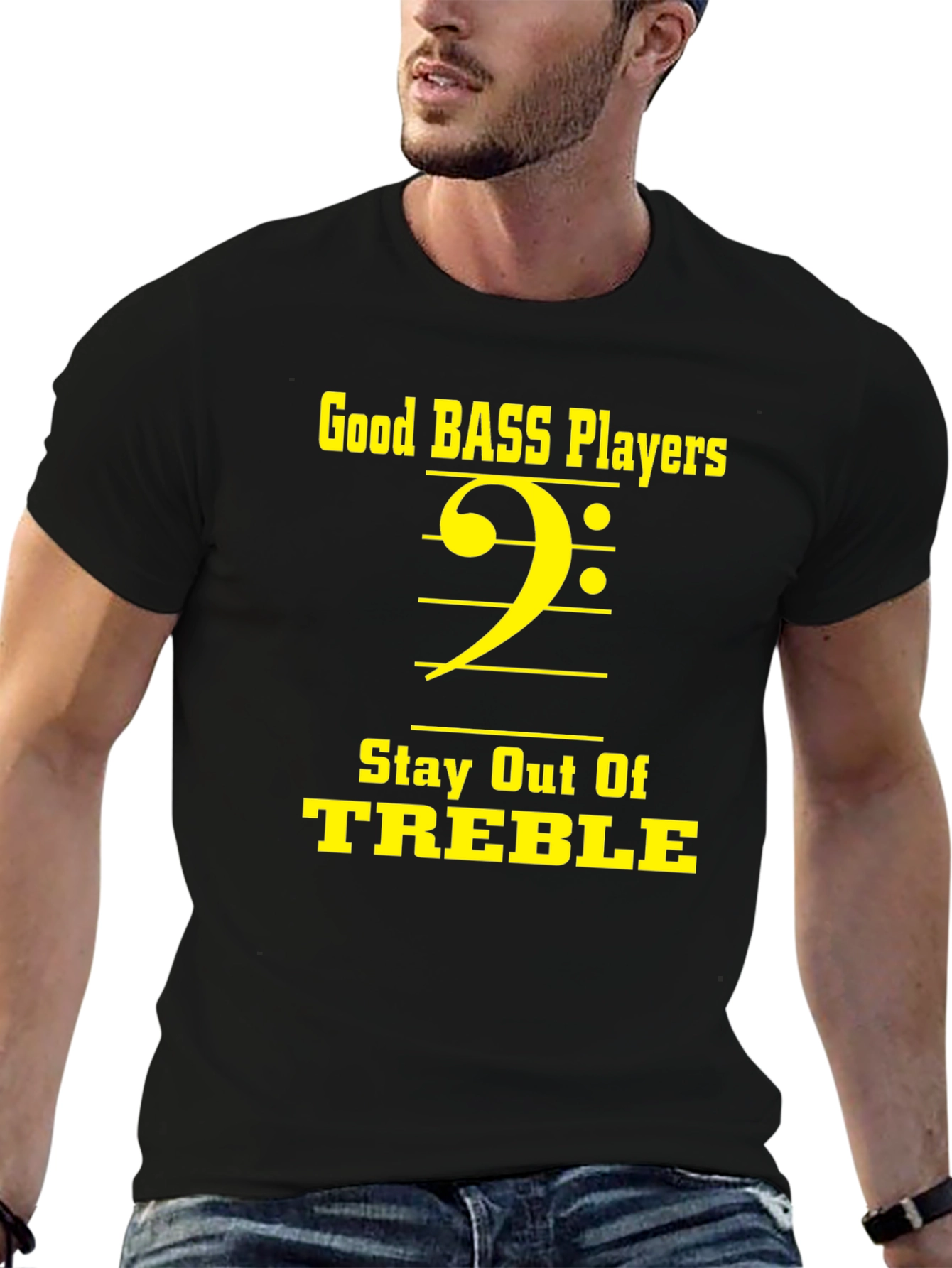 Black Good Bass Players Stay Out of Treble T-Shirt view 6
