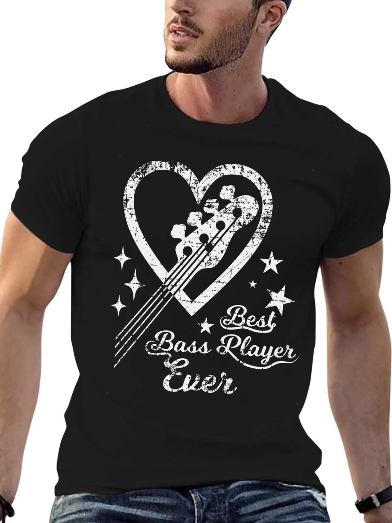Black Best Bass Player Ever T-Shirt - Musician Gift view 6