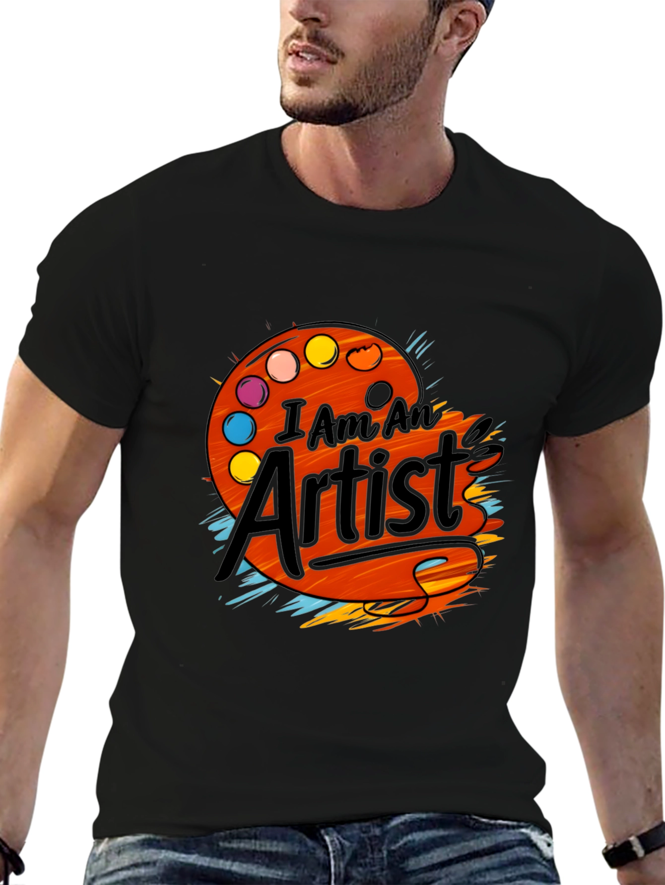 Black I Am An Artist T-Shirt - Painter Palette Graphic Tee view 6