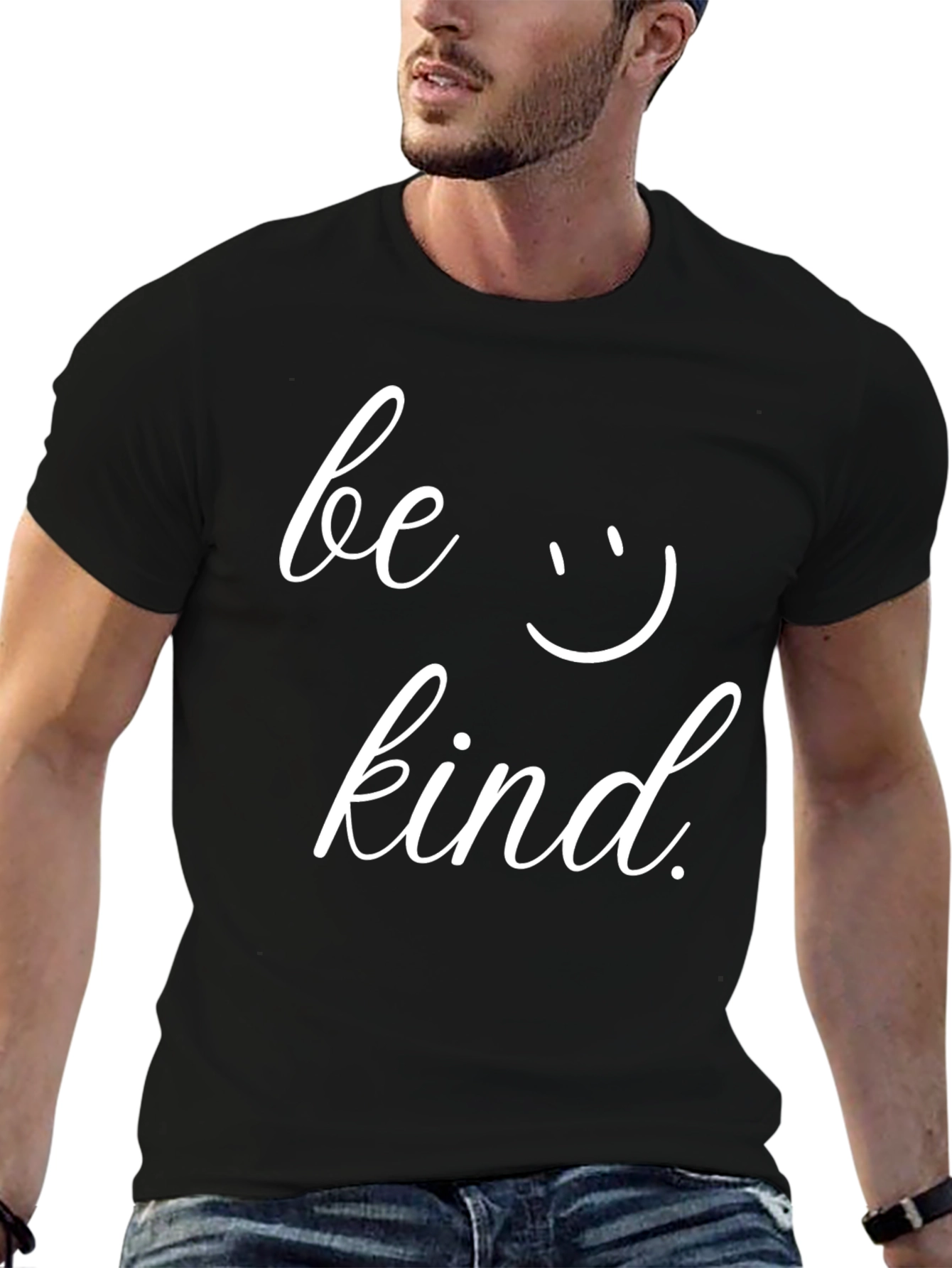 Black Be Kind Graphic Tee - Black Cotton T-Shirt view 6