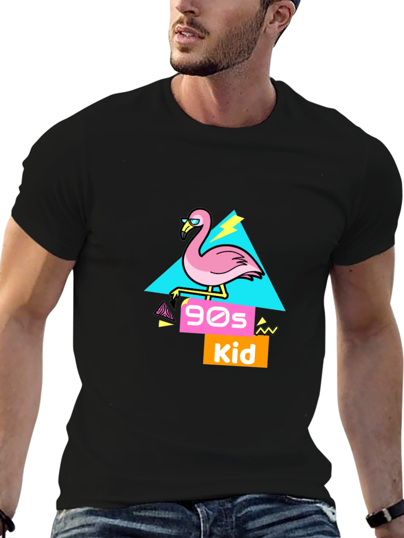 Black 90s Kid Flamingo T-Shirt view 6