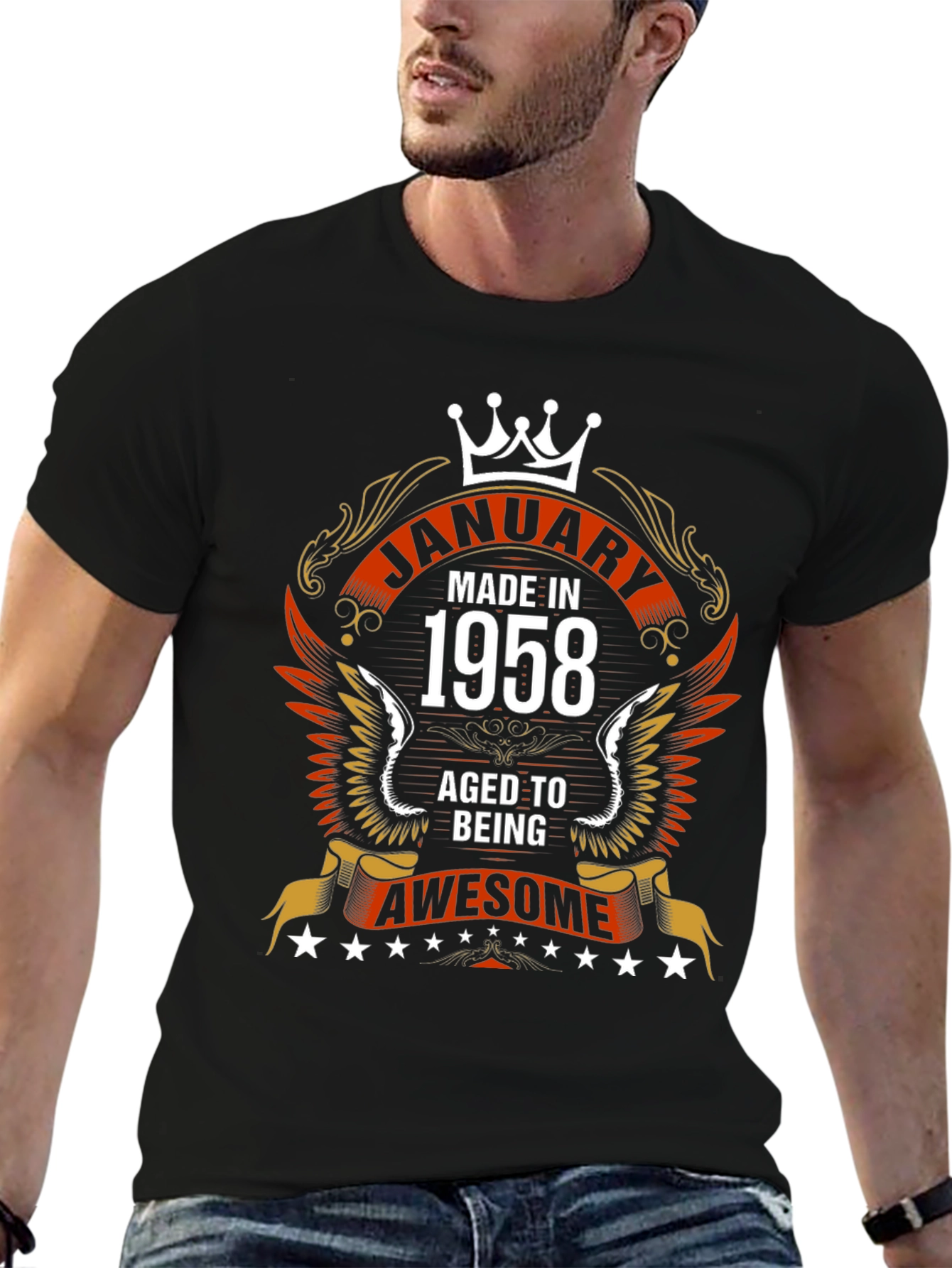 Black January 1958 Aged To Awesome T-Shirt view 6