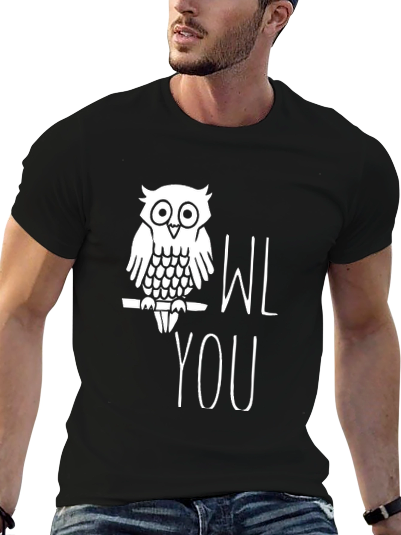 Black Owl You Love T-Shirt - Funny Graphic Tee view 6