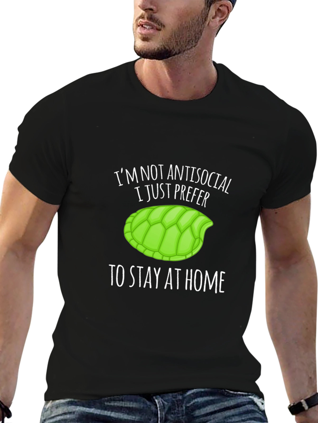 Black I'm Not Antisocial Turtle Graphic T-Shirt view 6