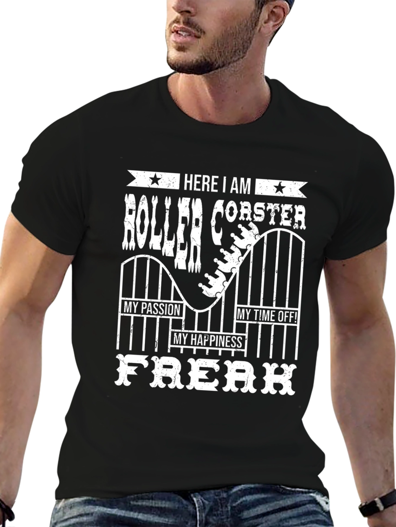 Black Roller Coaster Freak Graphic T-Shirt view 6