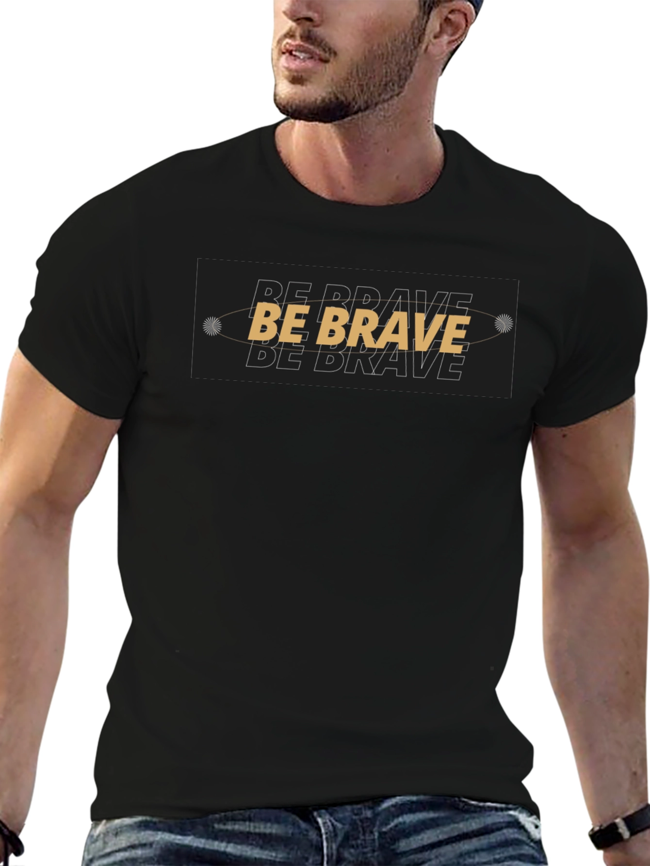 Black Be Brave Graphic Black T-Shirt view 6