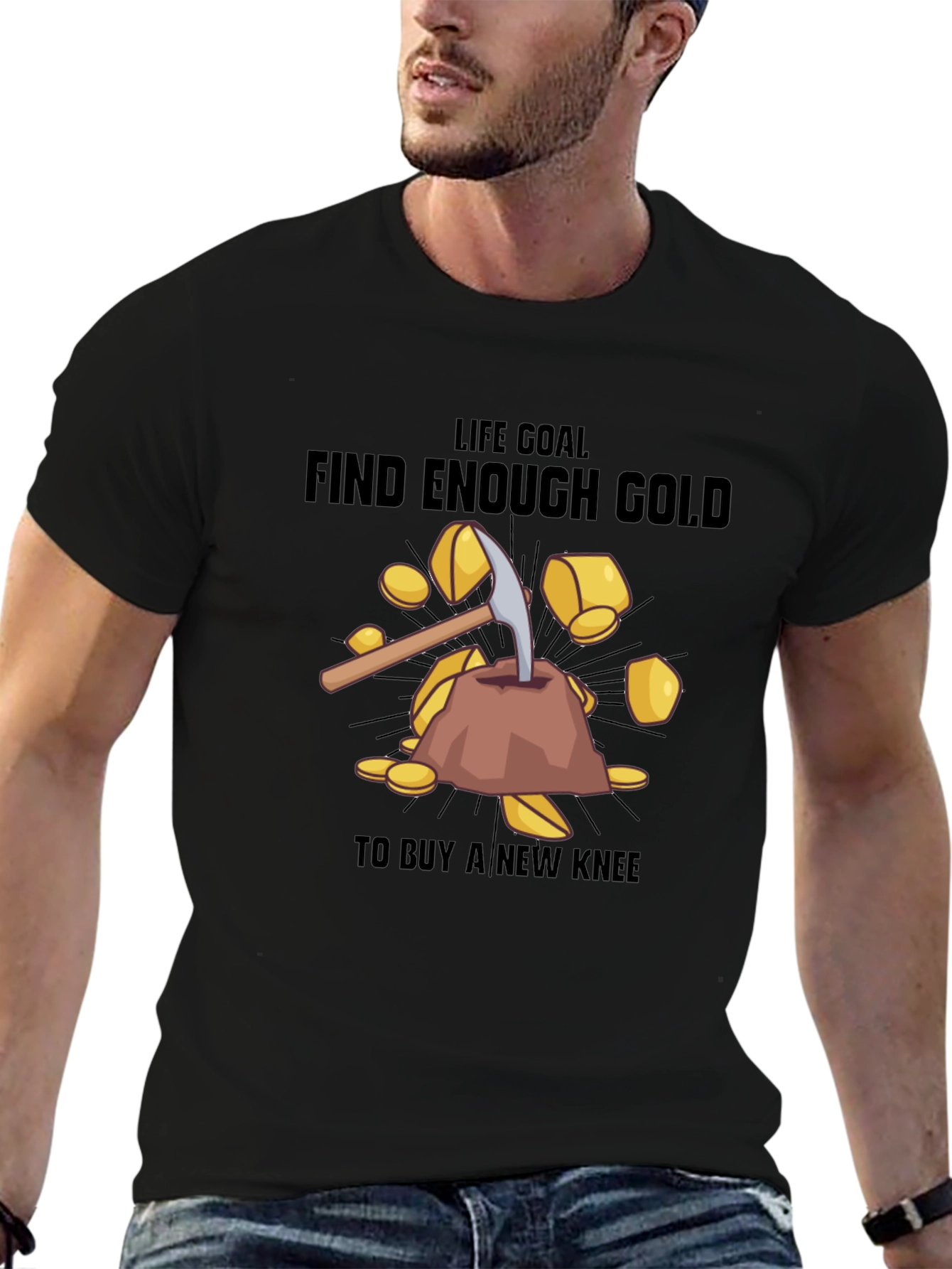Black Find Enough Gold Black T-Shirt view 6