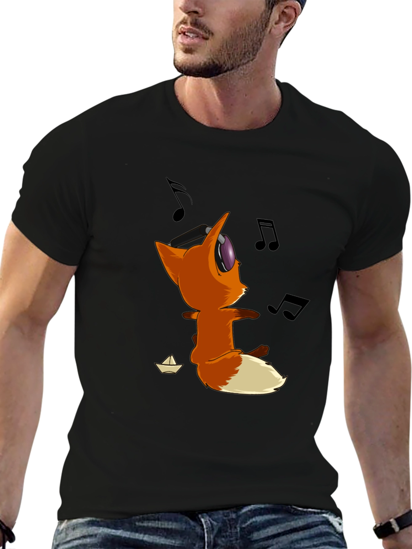Black Cartoon Fox T-Shirt - Fun & Stylish Tee view 6