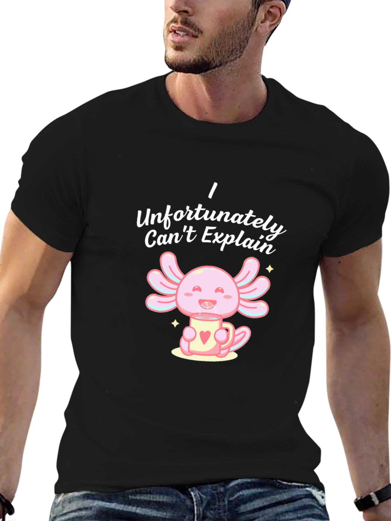 Black Cute Axolotl T-Shirt - I Can't Explain Axolotl Mug view 6