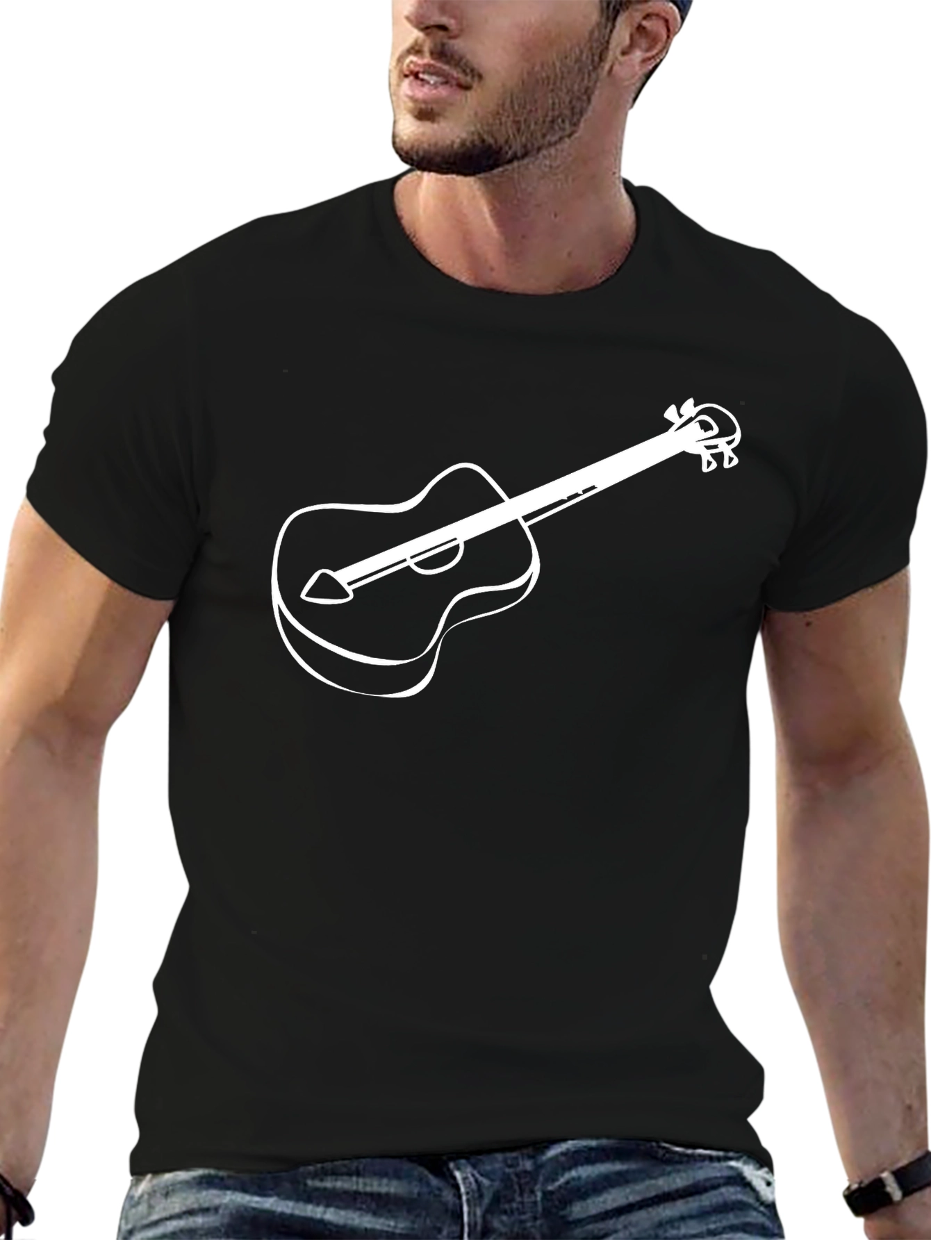 Guitar Graphic Tee - Black Cotton Comfort - 6