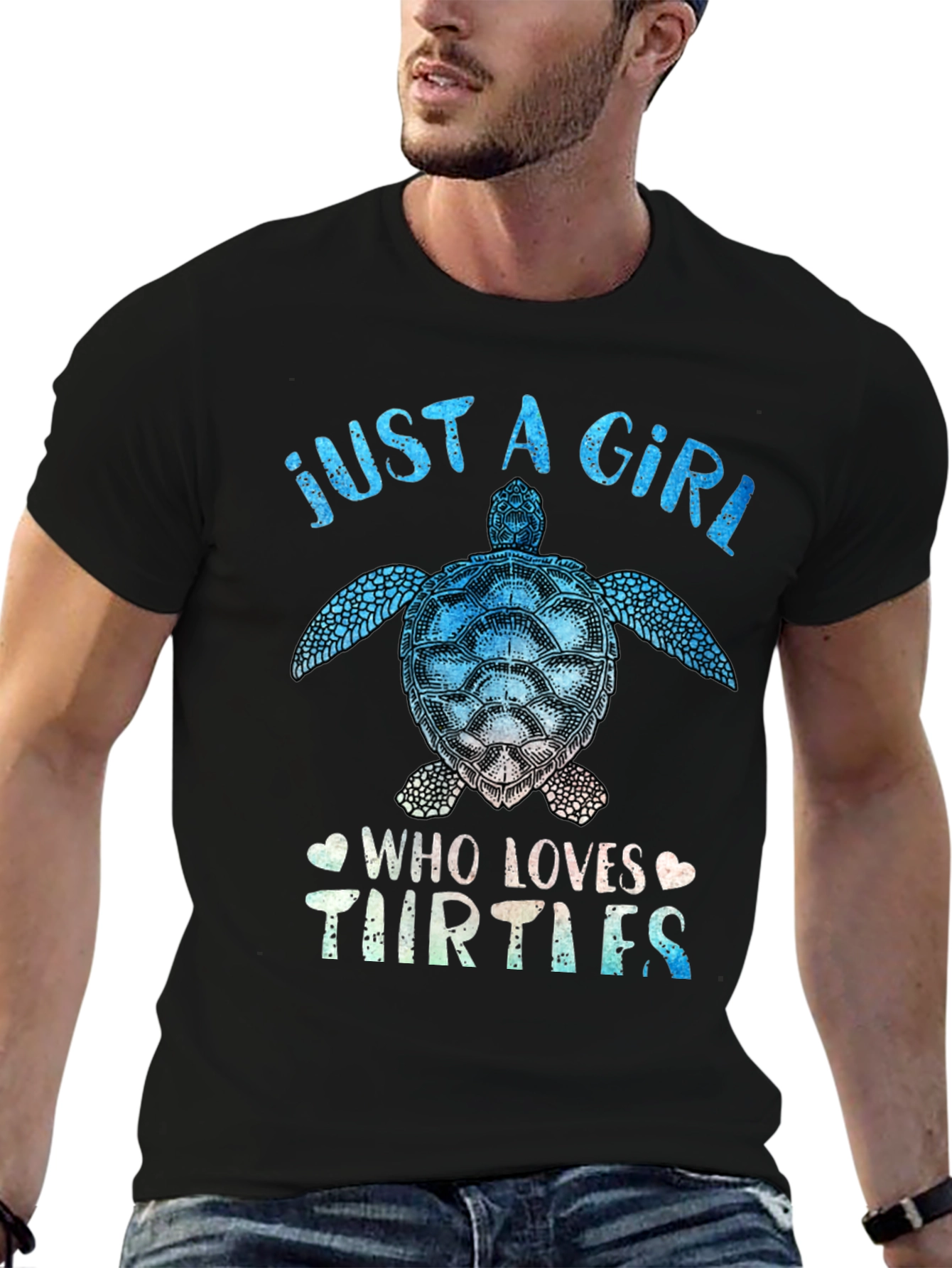 Black Just a Girl Who Loves Turtles T-Shirt view 6