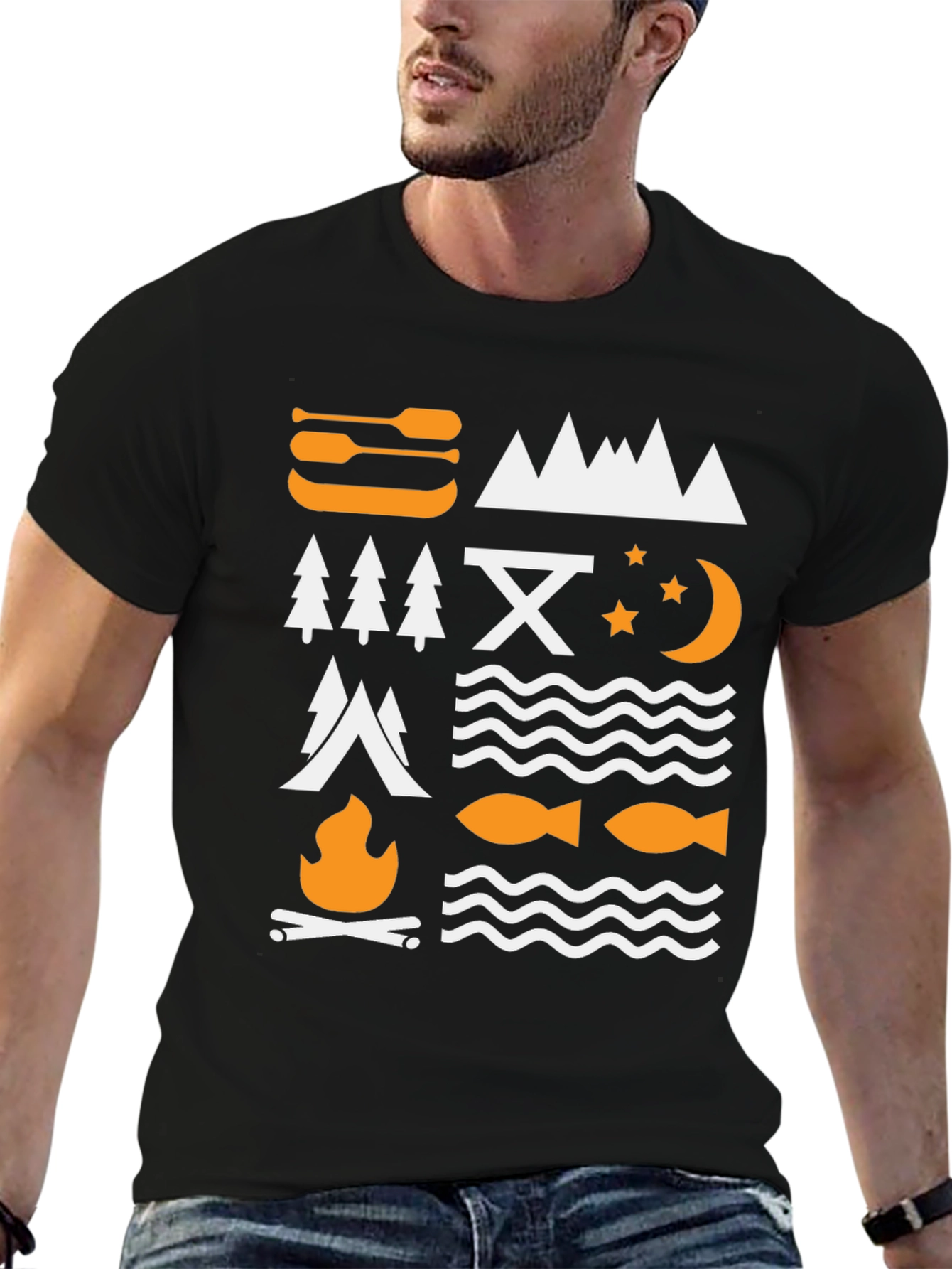 Black Outdoors Adventure Graphic Tee | Camping, Hiking, Fishing Shirt view 6