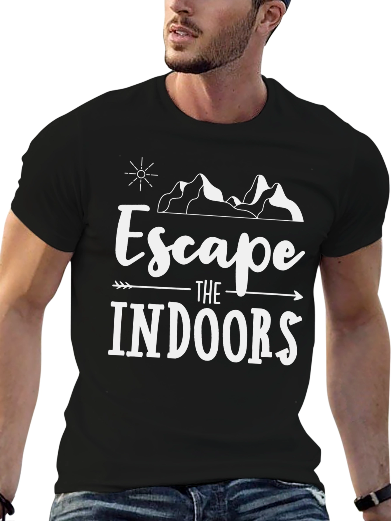 Black Escape the Indoors Graphic Print T-Shirt view 6