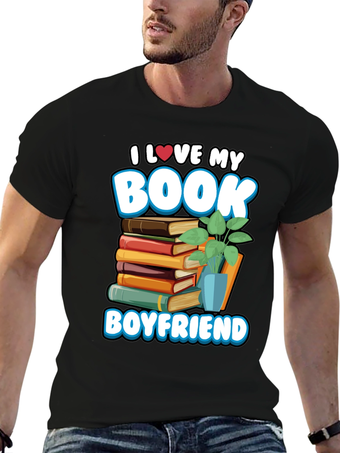Black Book Boyfriend T-Shirt -  I Love My Book view 6