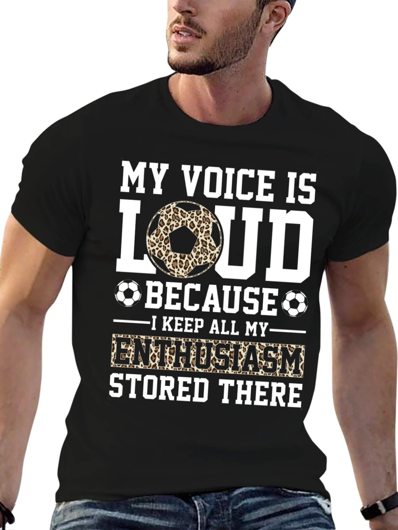 Black My Voice is Loud Soccer Fan T-Shirt view 6