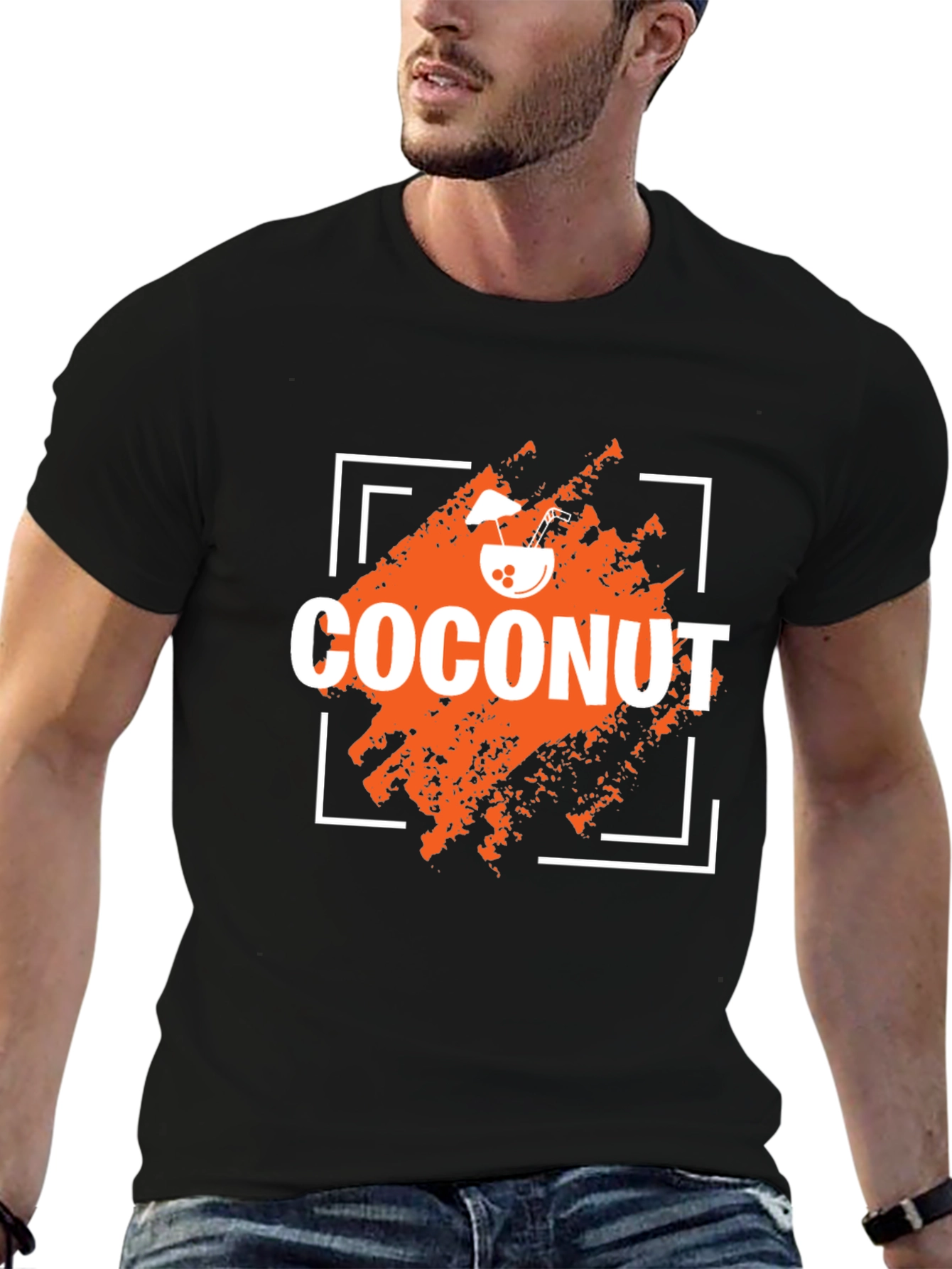 Black Coconut Graphic Print Crew Neck T-Shirt view 6