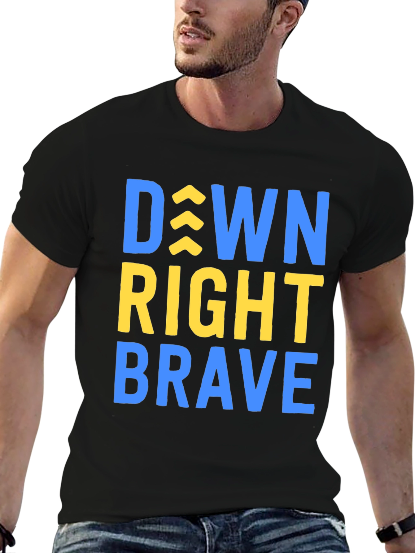Black Down Right Brave T-Shirt - Inspirational Tee view 6