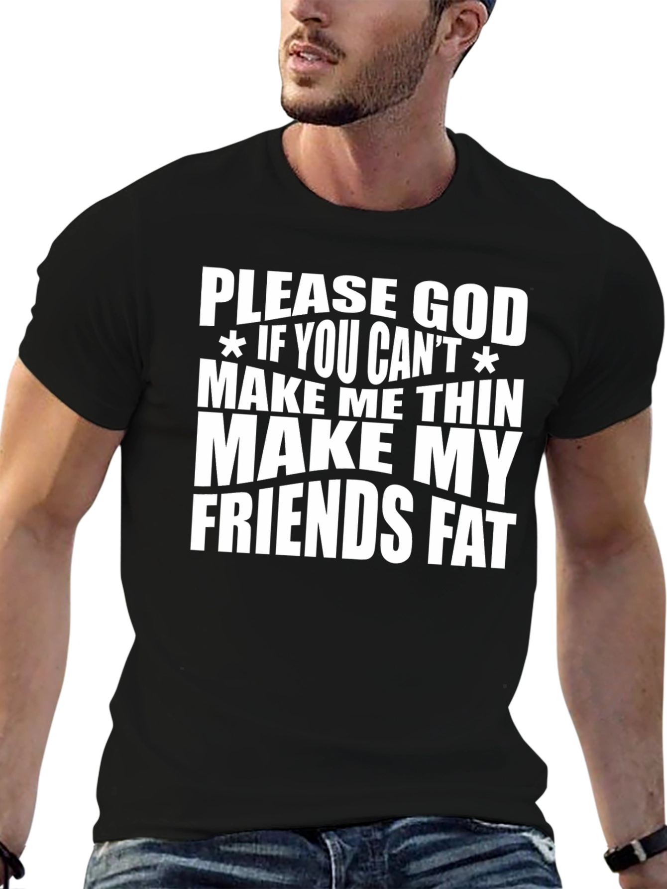 Black Humorous Graphic Tee - Make My Friends Fat view 6