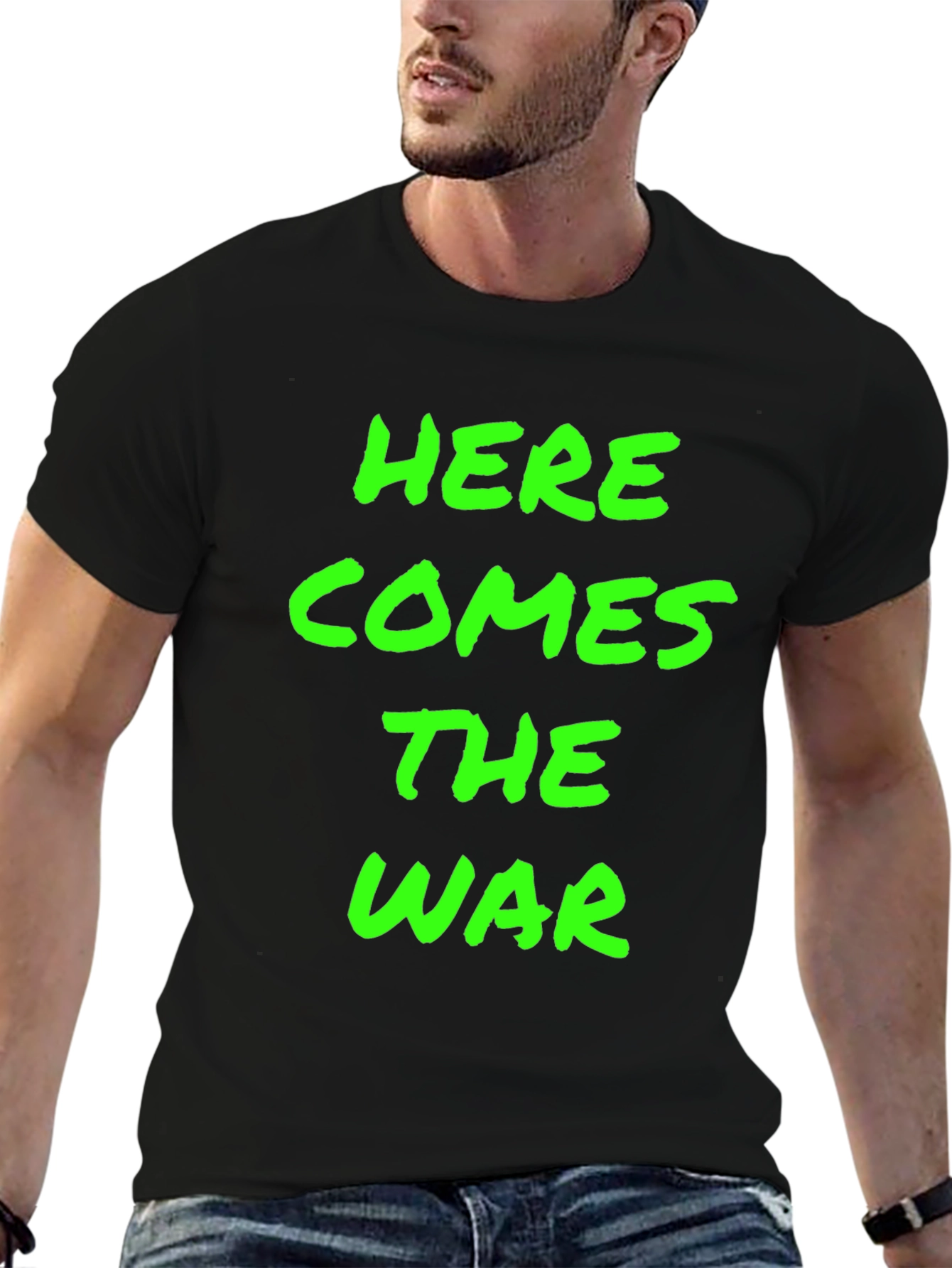 Black Here Comes The War Black Graphic Tee view 6