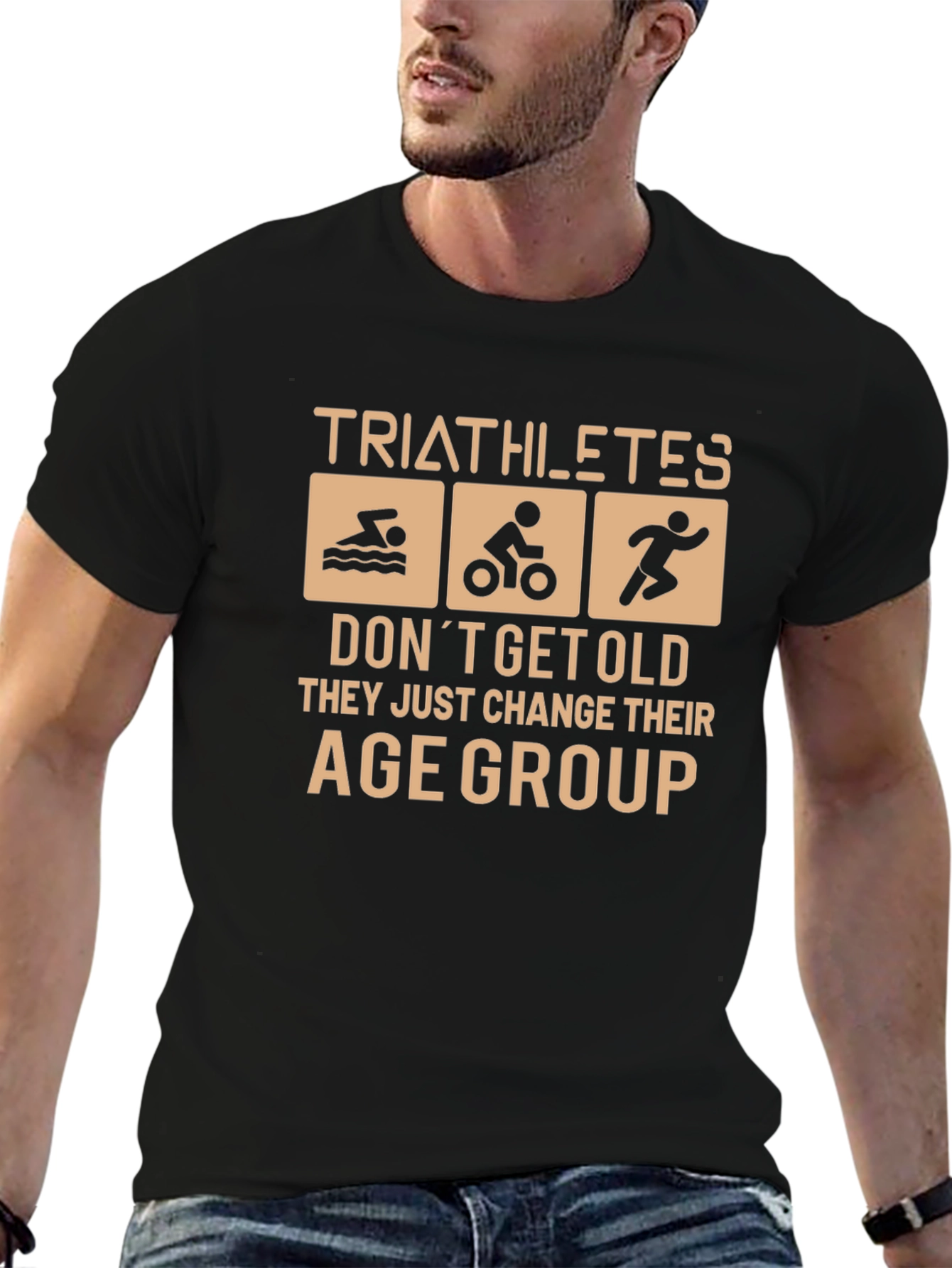 Black Triathlete Age Group Black Graphic Tee view 6