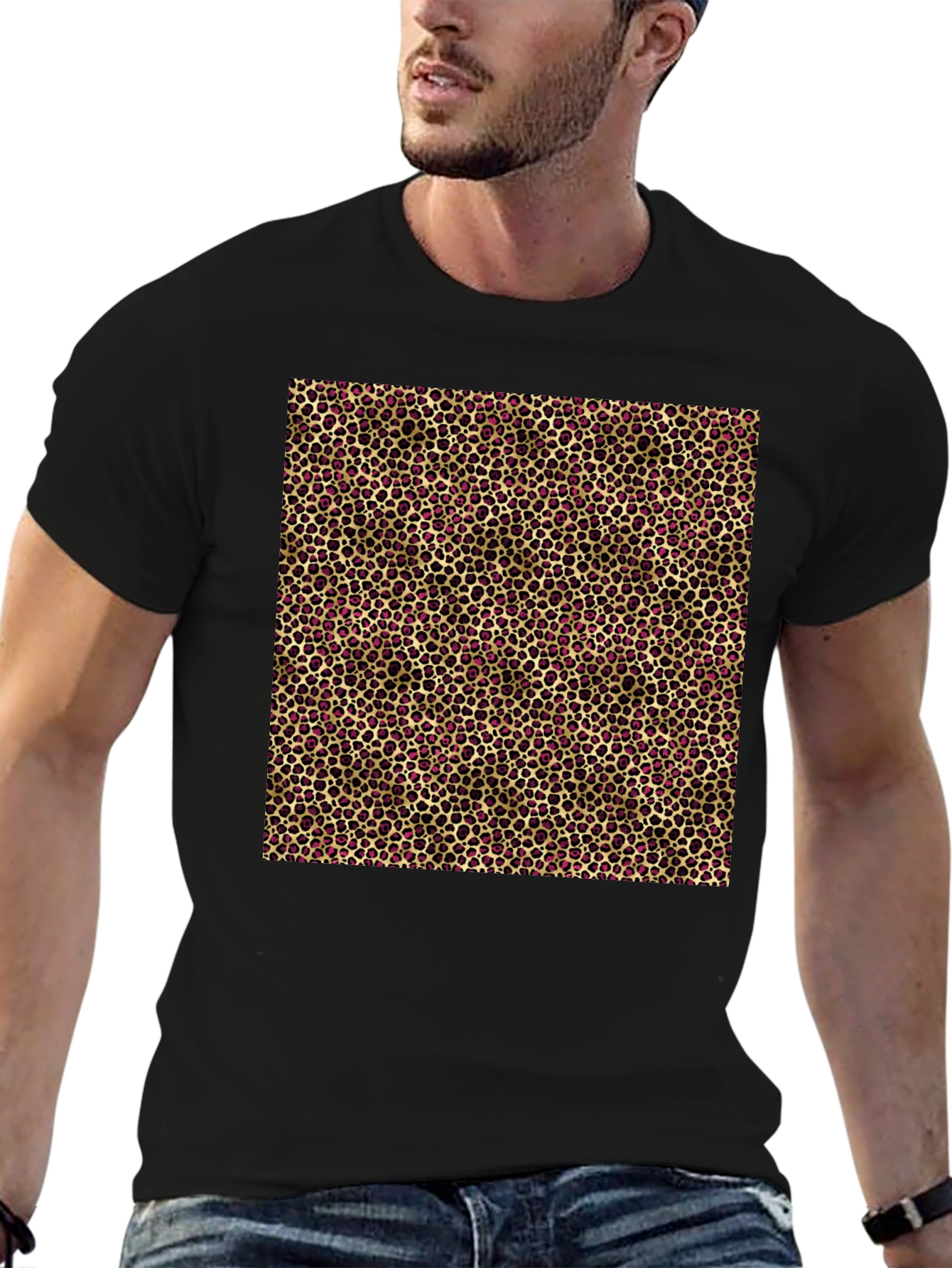 Black Leopard Print T-Shirt - Modern Style view 6