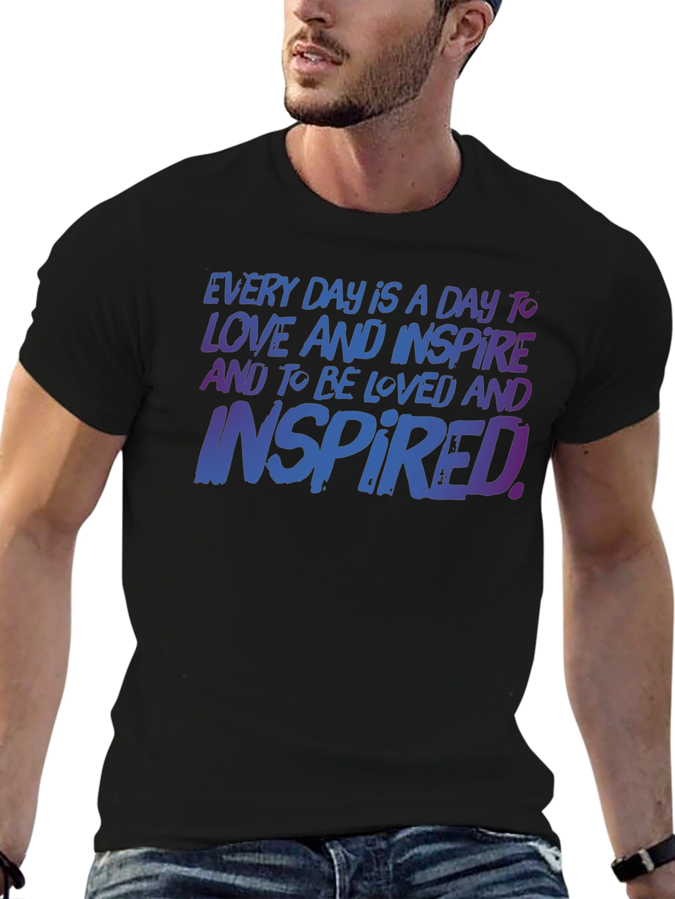 Black Inspirational T-Shirt: Love & Inspire Every Day view 6