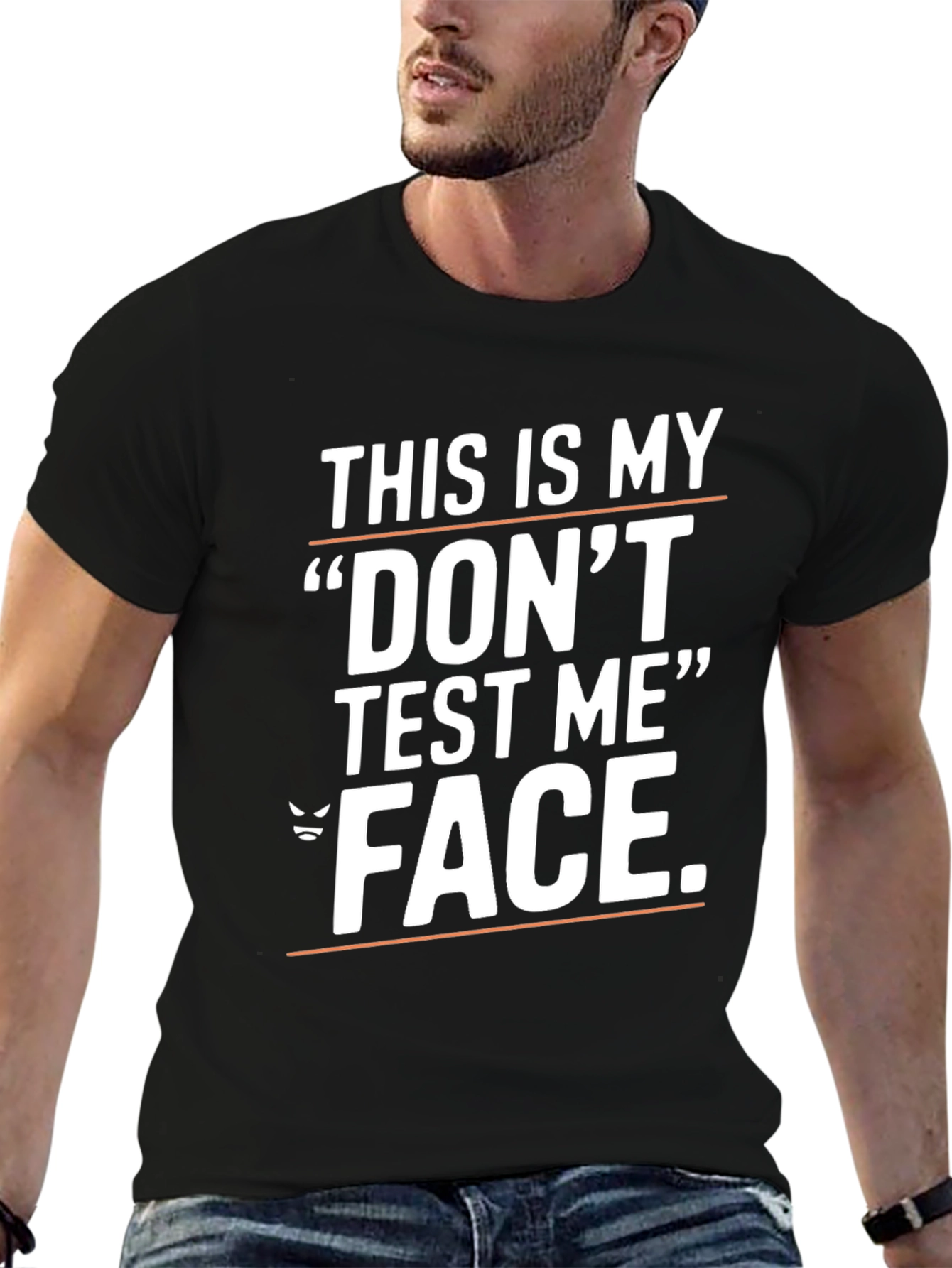 Black Don't Test Me Graphic Tee - Black Cotton T-Shirt view 6