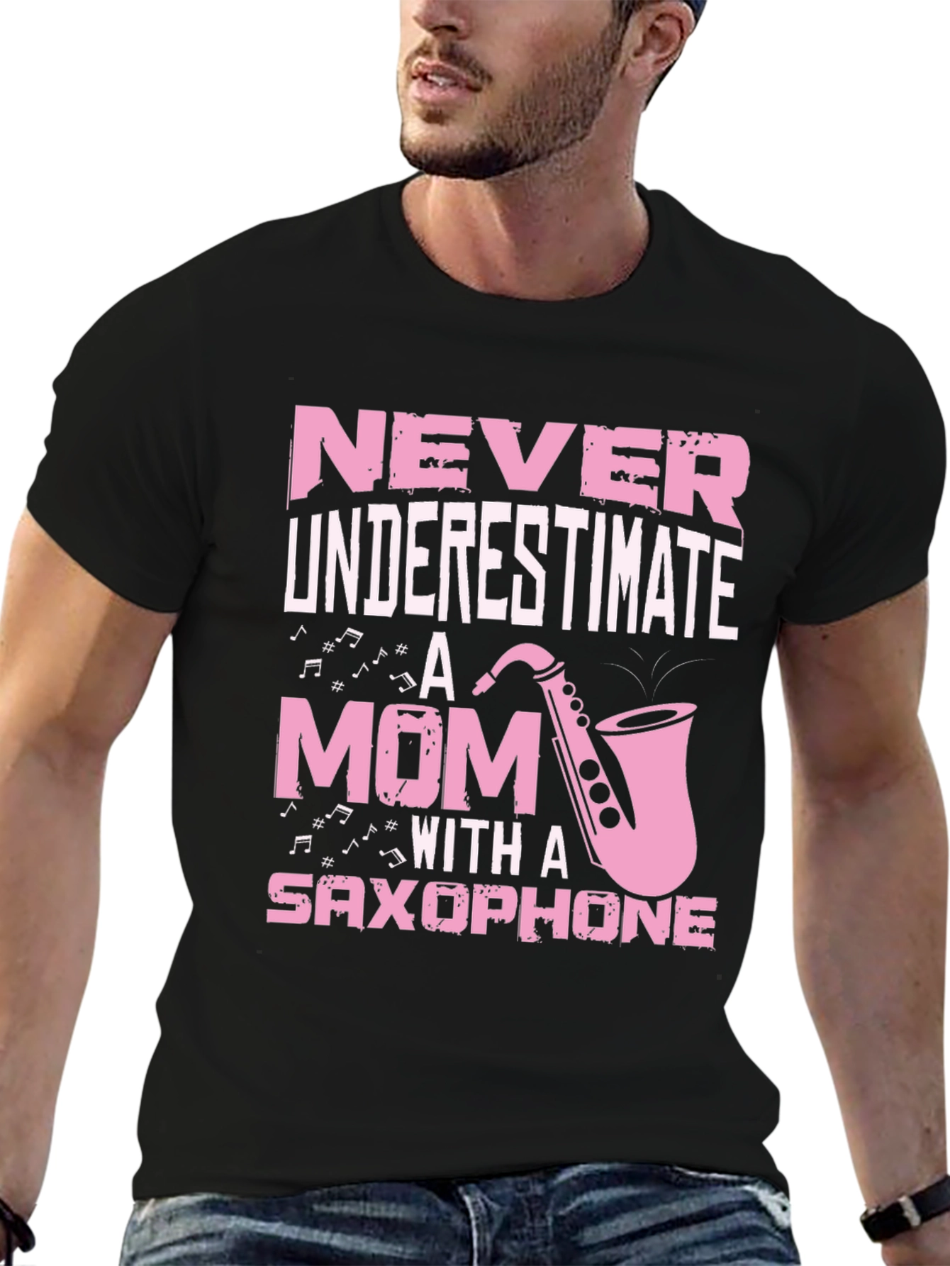 Black Never Underestimate a Mom Saxophone T-Shirt view 6
