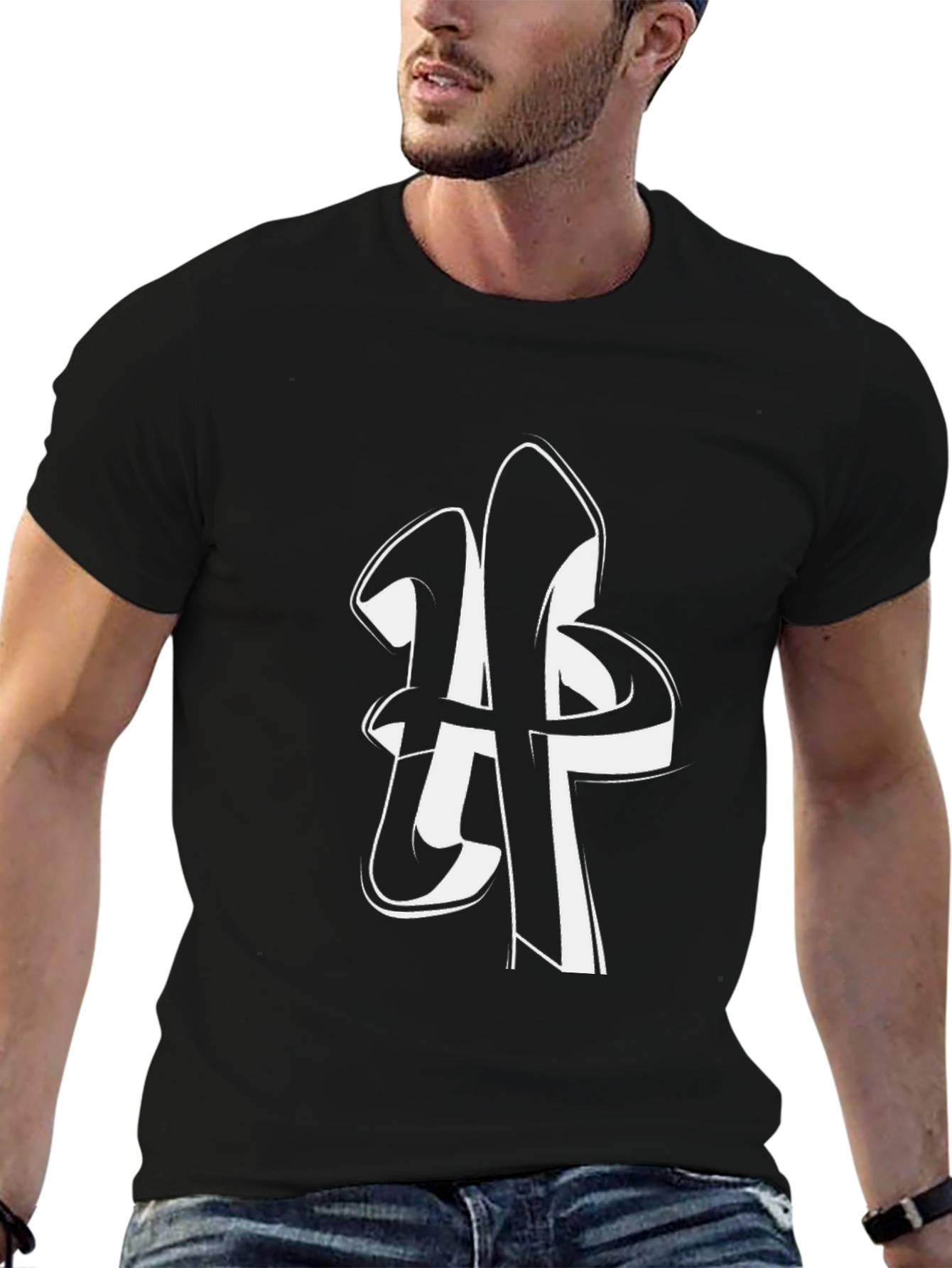Black Bold Graphic Tee - Black Cotton Shirt view 6