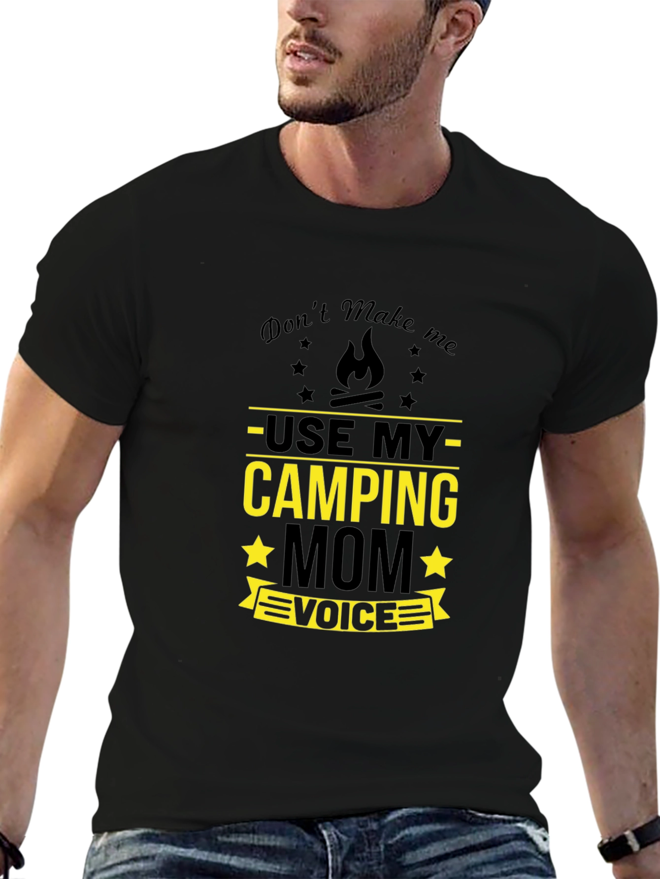Black Camping Mom Voice T-Shirt - Funny Camp Shirt view 6