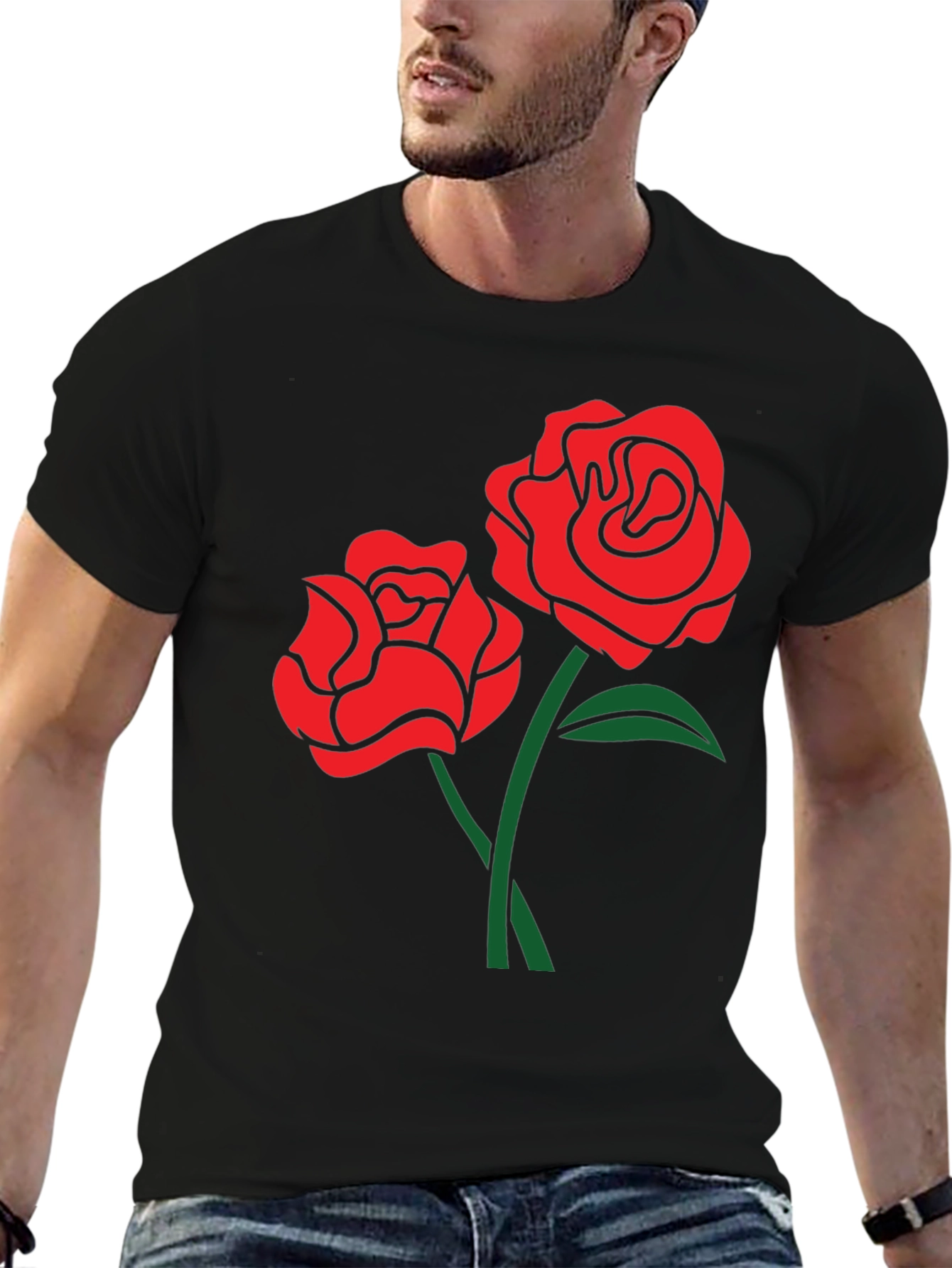 Black Rose Graphic Tee - Black Casual Shirt view 6