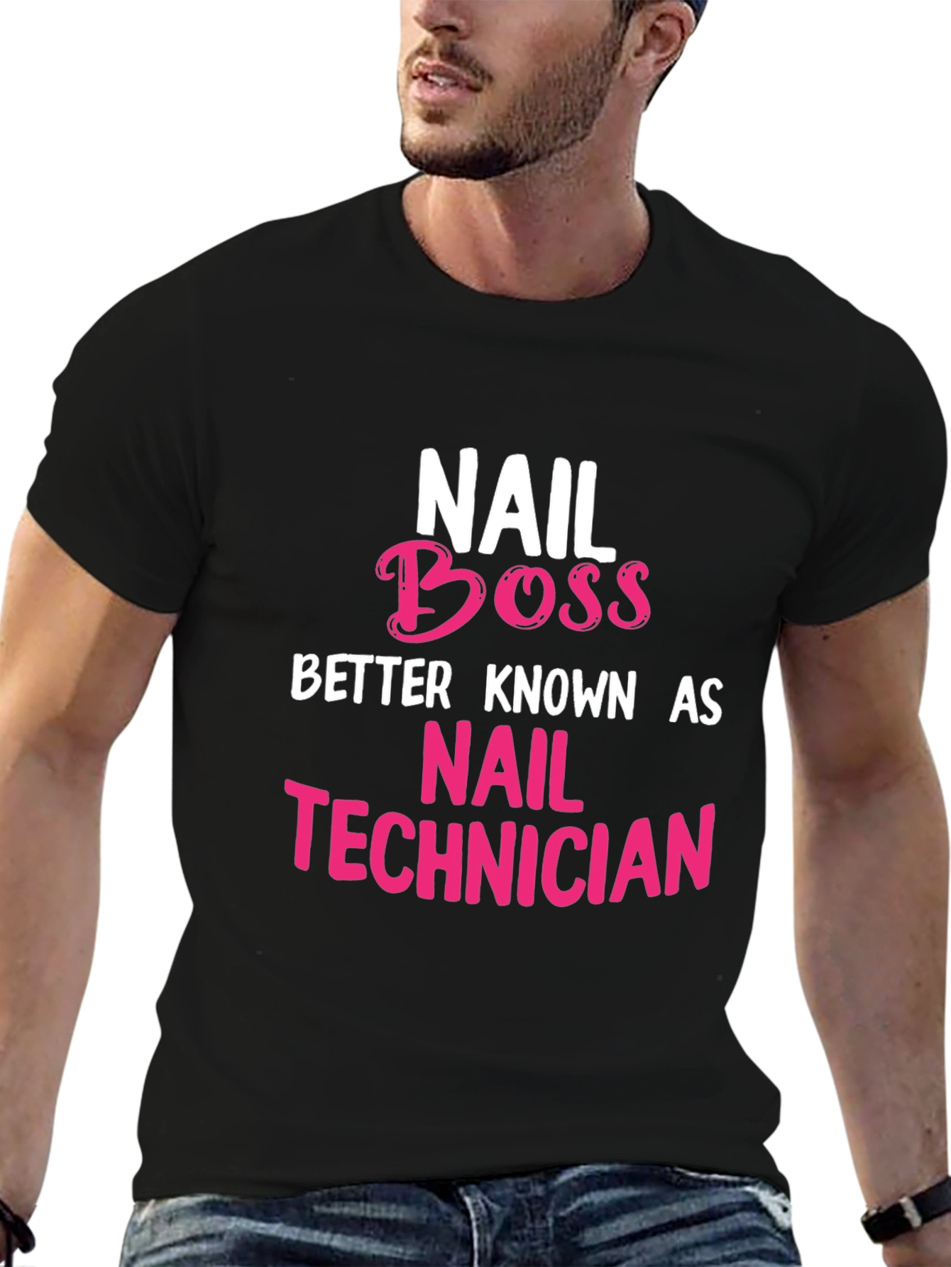 Black Nail Boss T-Shirt - Nail Technician Apparel view 6