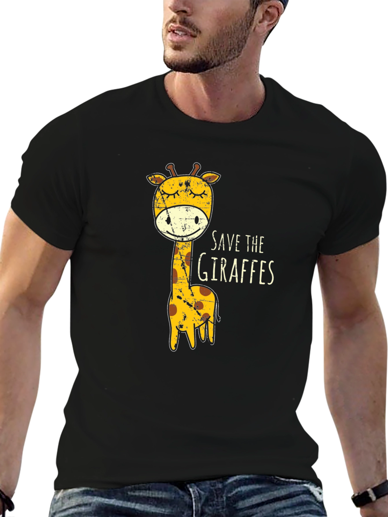 Black Save The Giraffes Graphic Tee - Black view 6